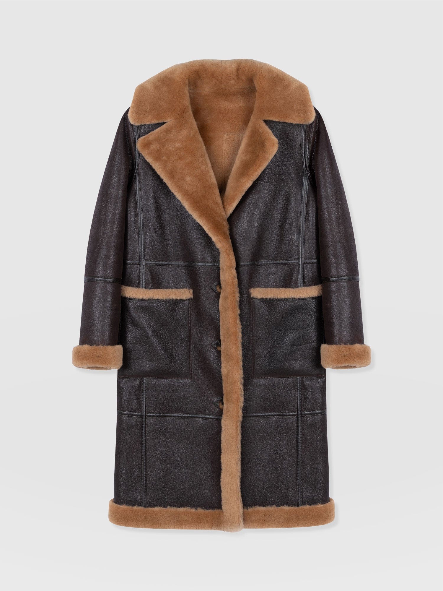 Ramone Shearling Reversible Coat - Brown - Image 7
