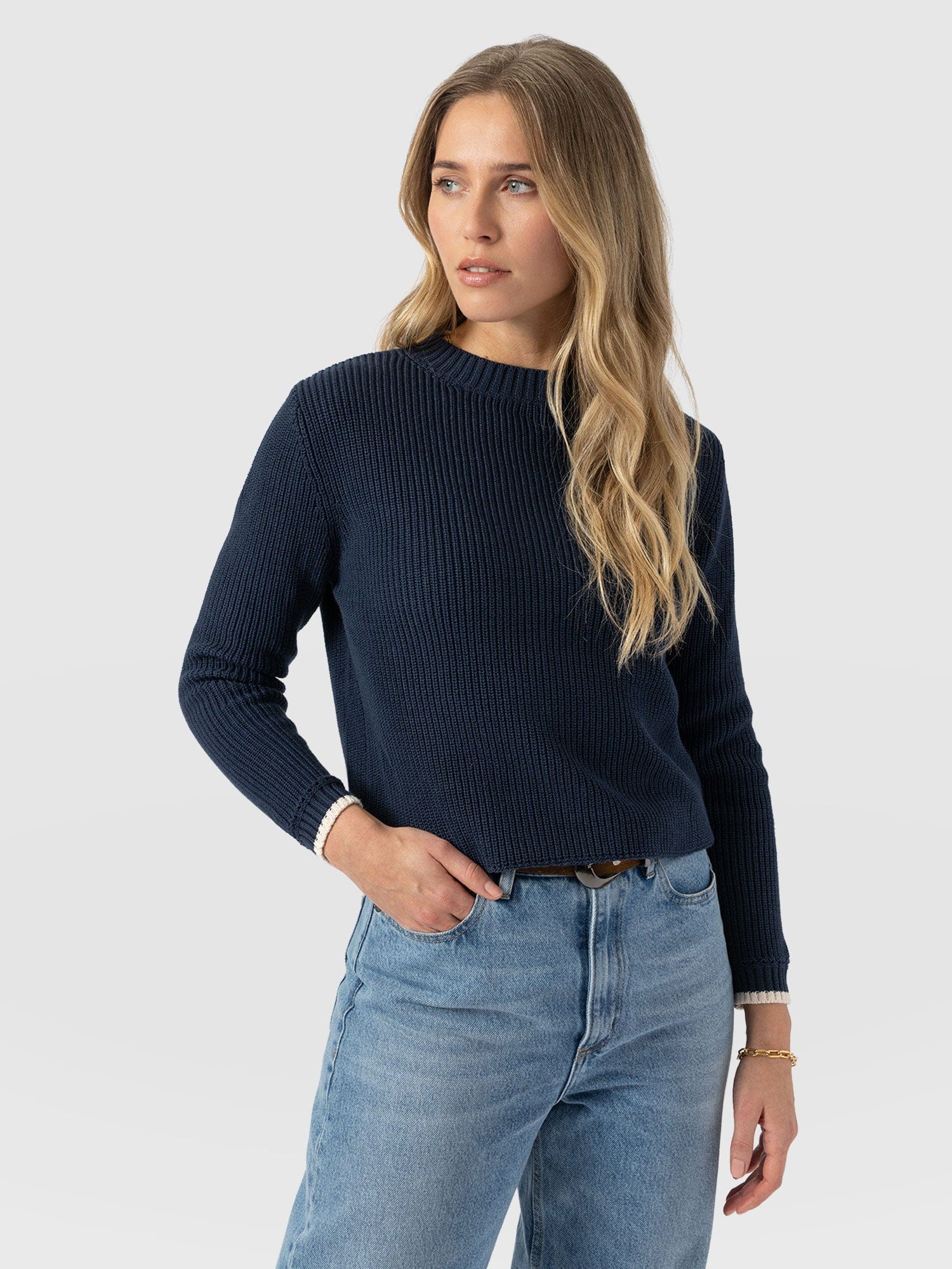 Remy Crop Jumper - Navy - Image 5