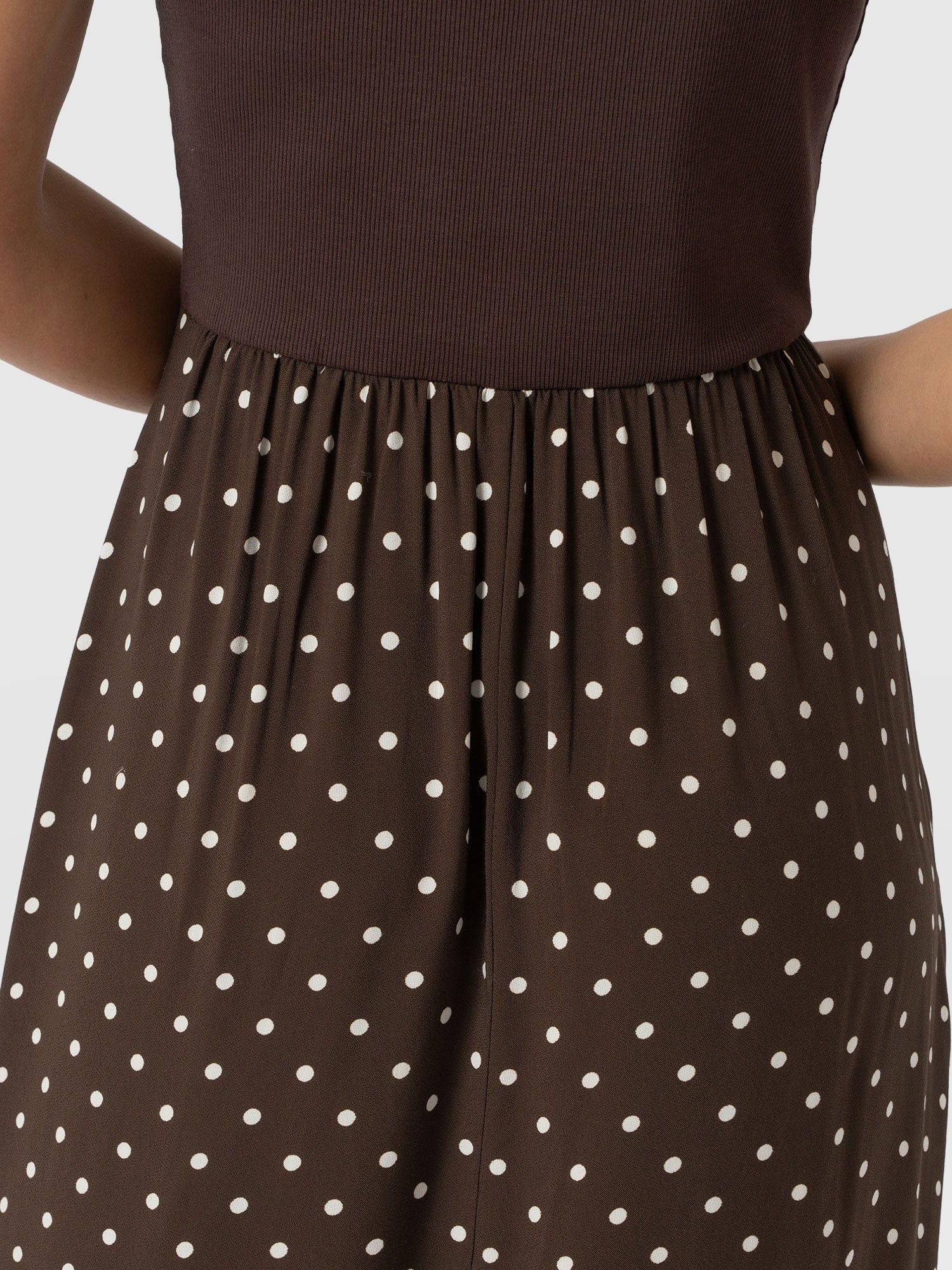 Renee Contrast Frill Dress - Brown Polka Dot - Image 5