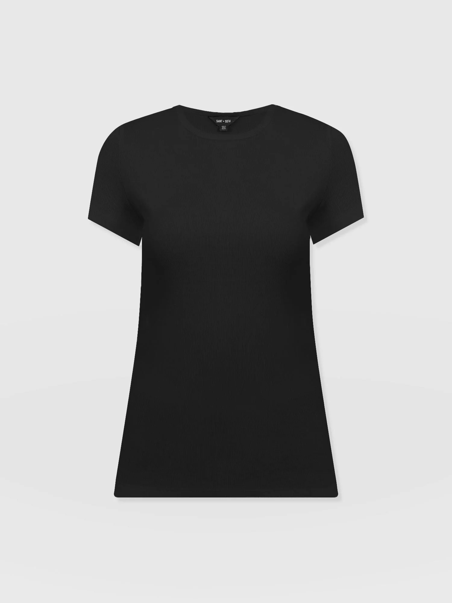 Ribbed Short Sleeve Tee - Black - Image 7