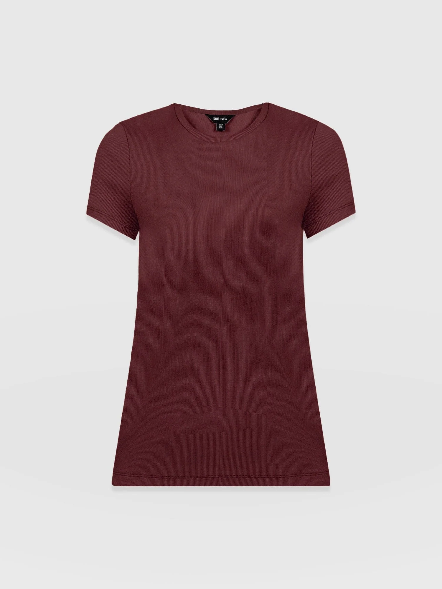 Ribbed Short Sleeve Tee - Burgundy - Image 7