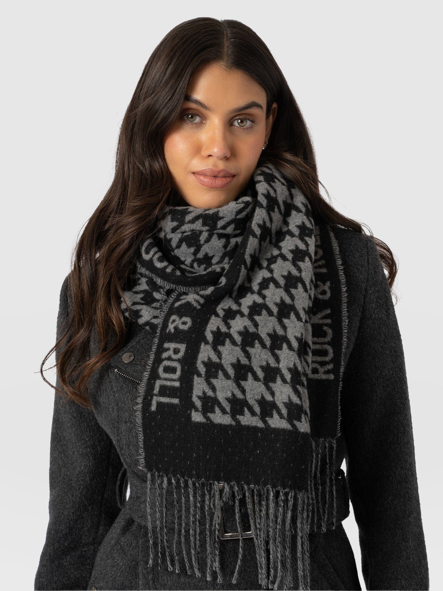 Rock Houndstooth Scarf - Black/Grey - Image 3