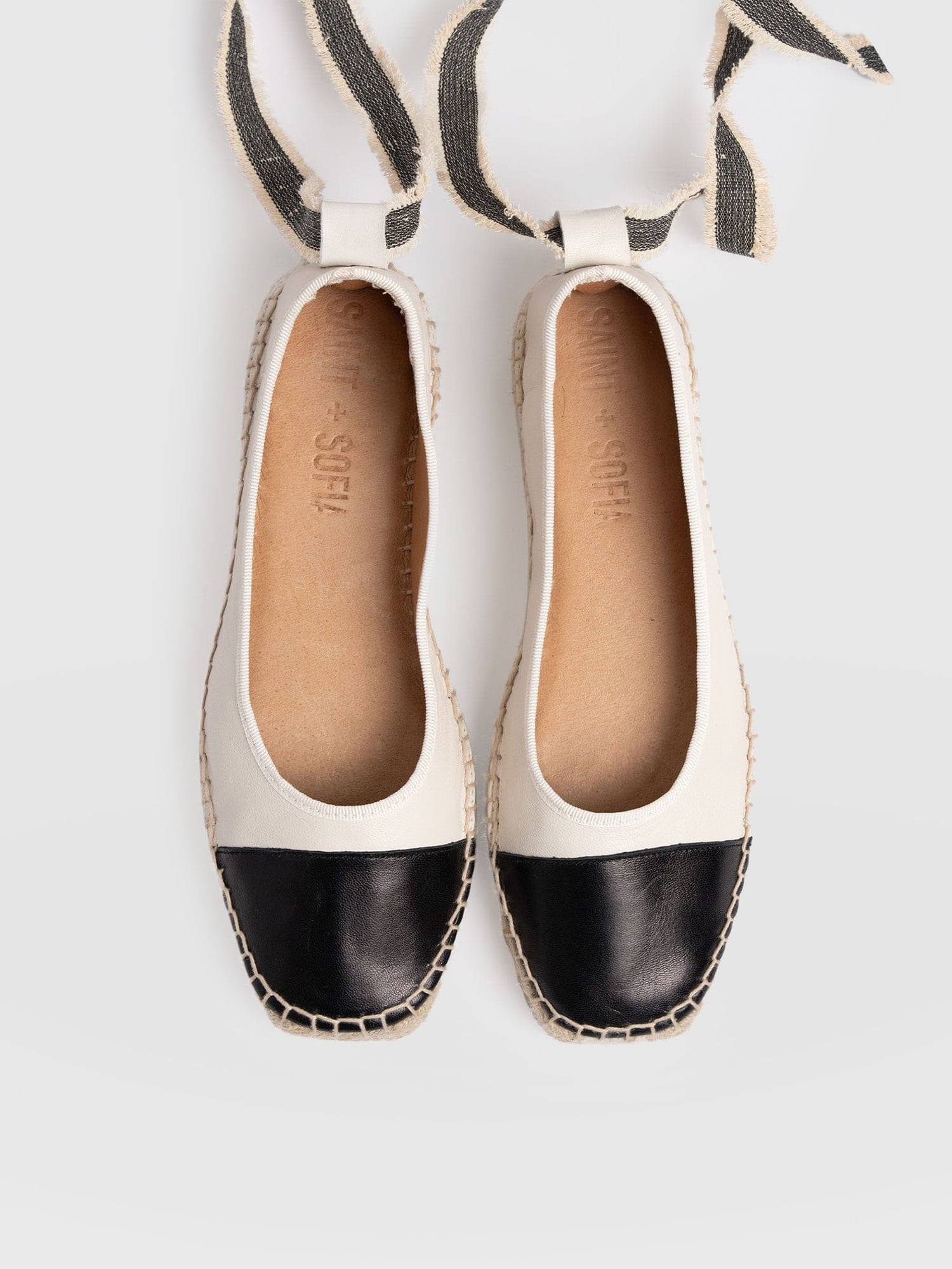 Rowe Espadrille Tie Pumps - Cream/Black - Image 3
