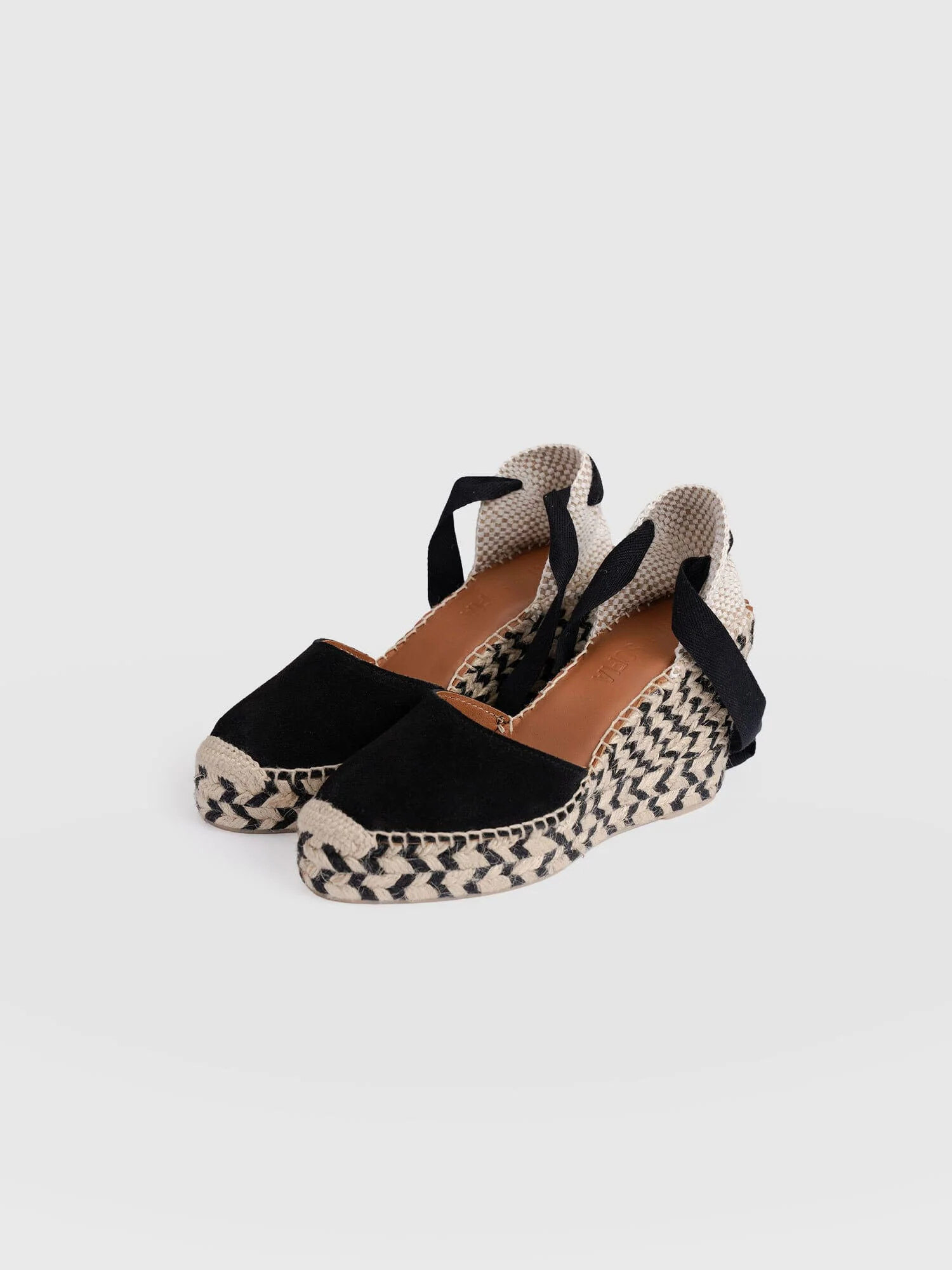Rowe Espadrille Tie Wedges - Black Suede - Image 3