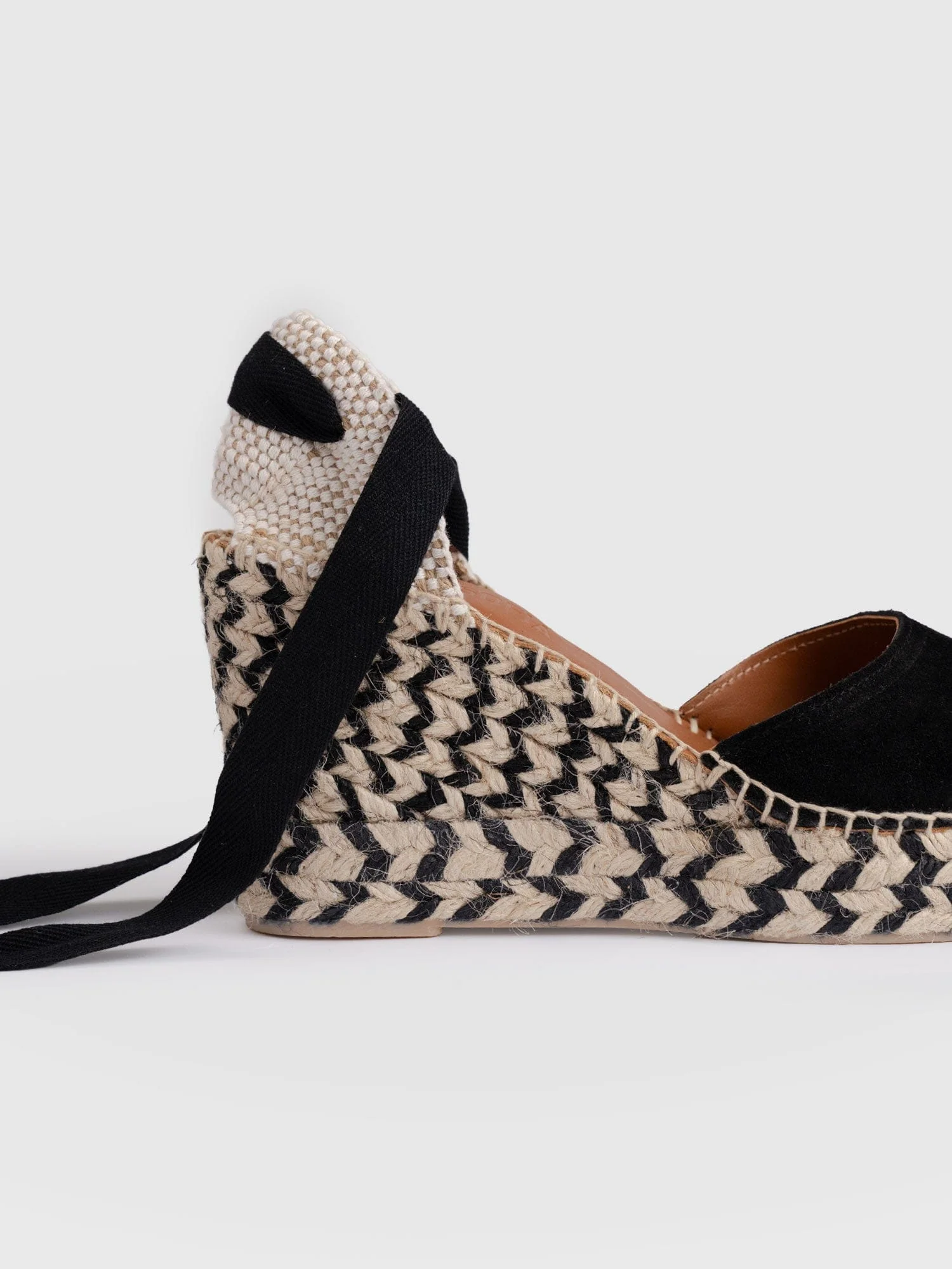Rowe Espadrille Tie Wedges - Black Suede - Image 4
