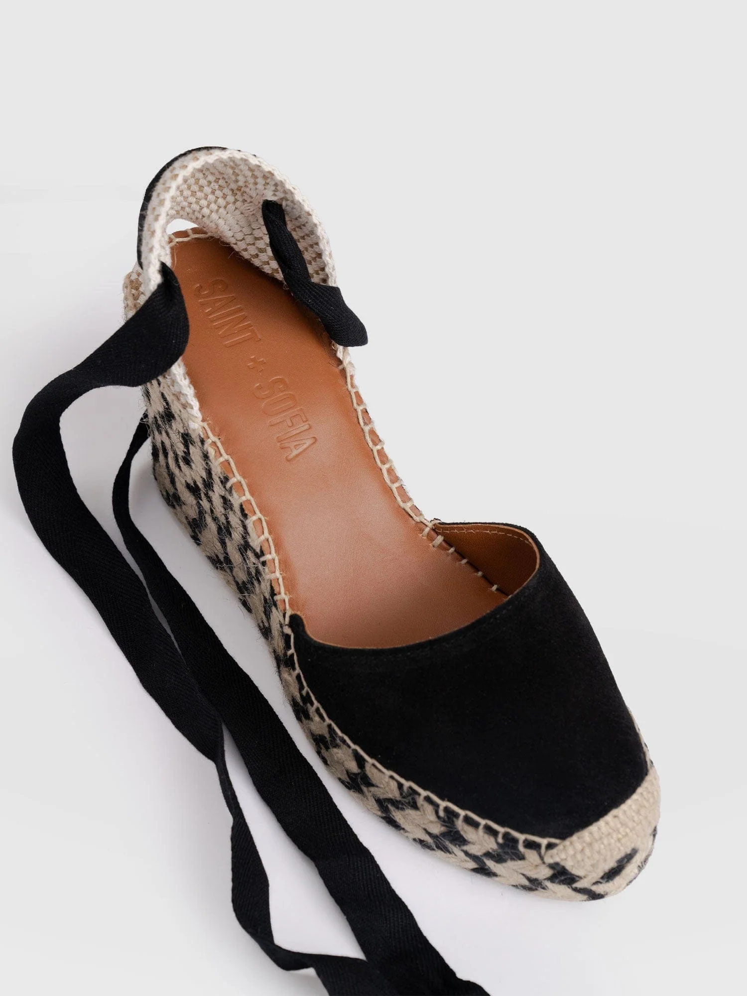 Rowe Espadrille Tie Wedges - Black Suede - Image 5