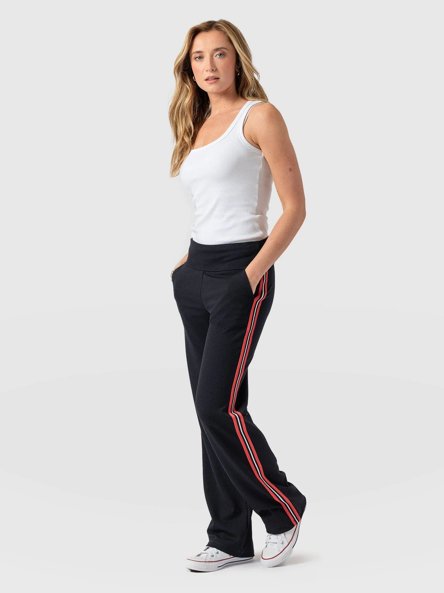 Runway Pant - Navy Red Stripe - Image 6