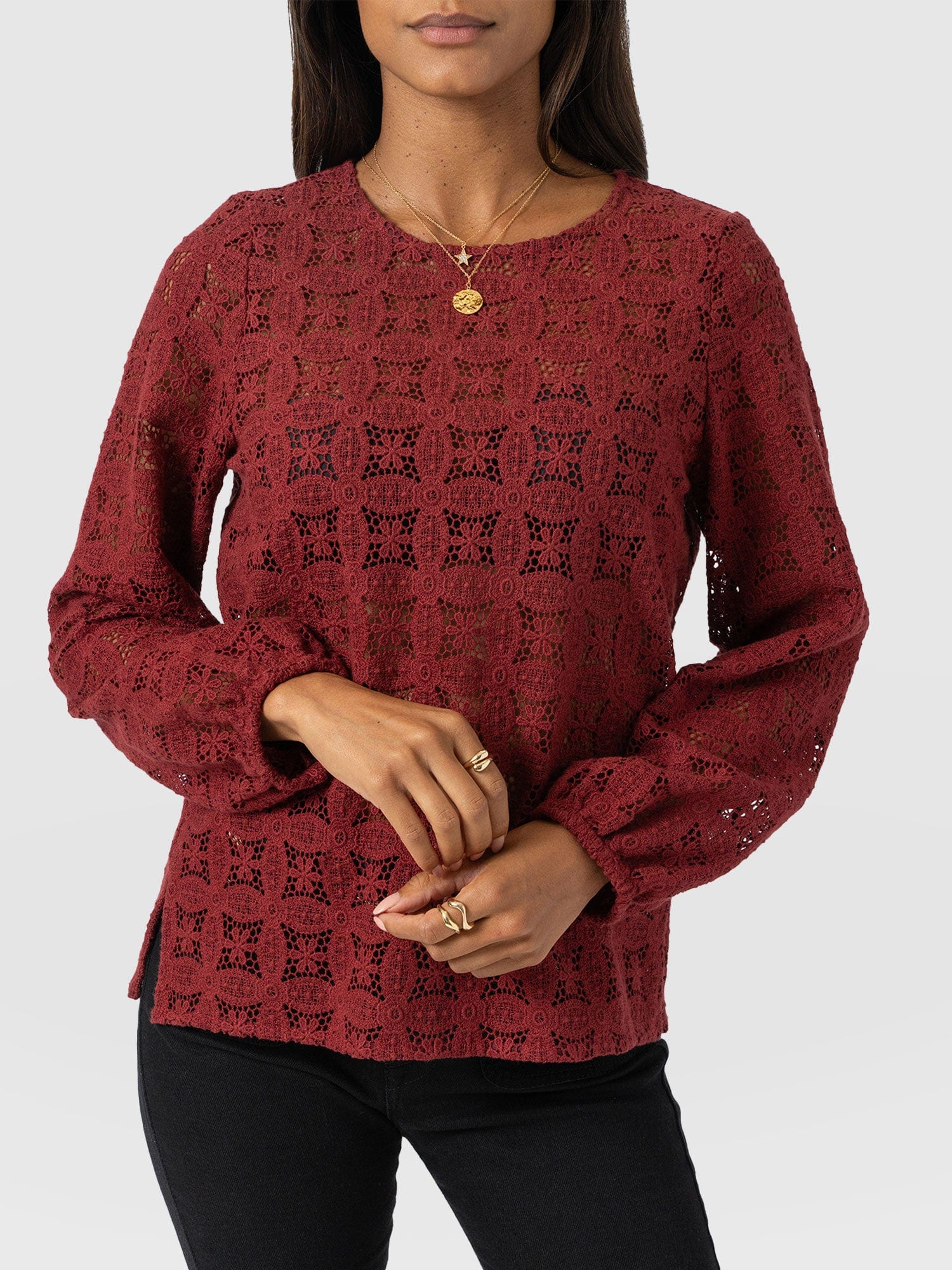 Sadie Blouse - Burgundy - Image 3