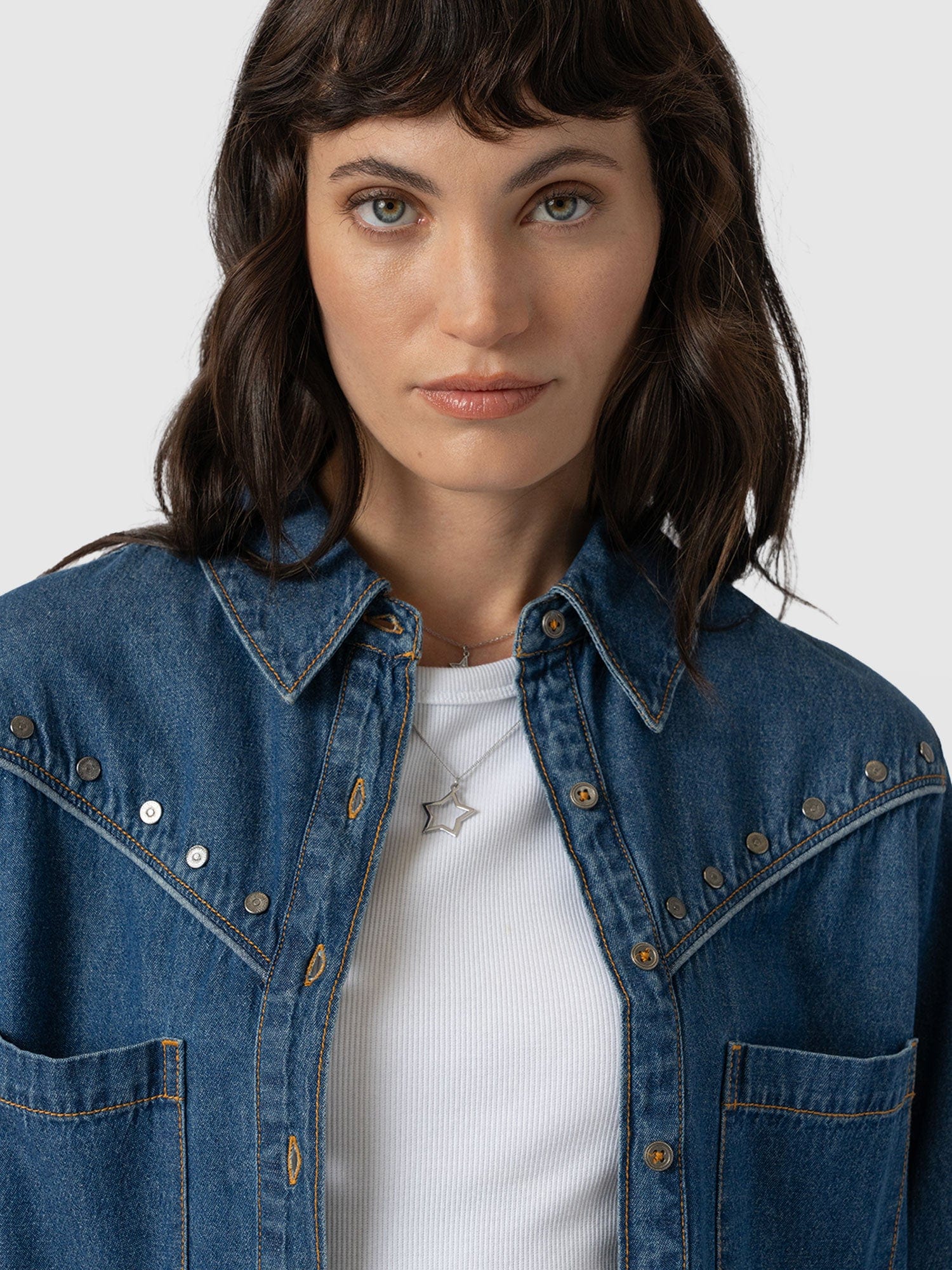 Sidney Denim Shirt - Mid Blue - Image 4
