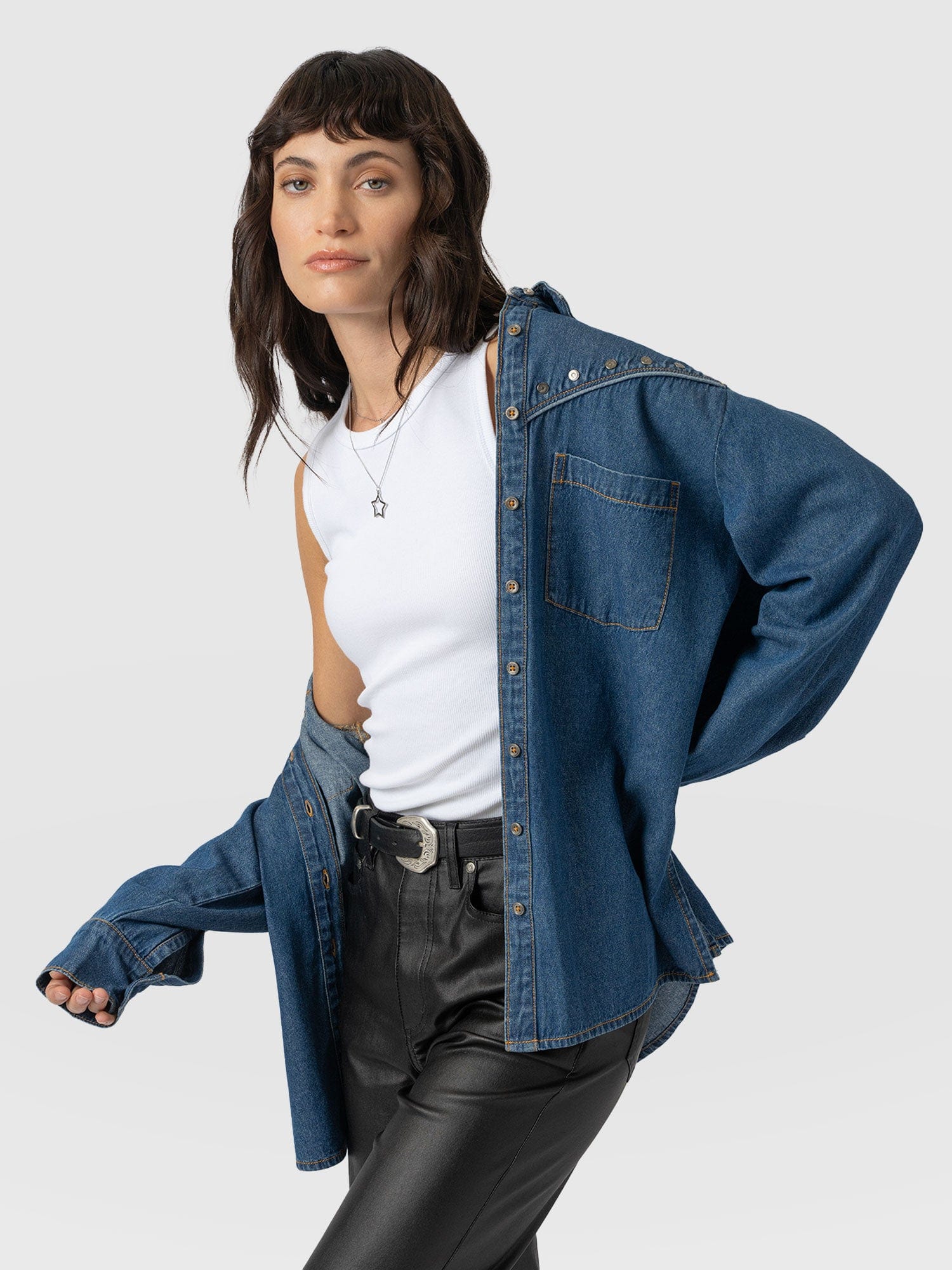 Sidney Denim Shirt - Mid Blue - Image 5