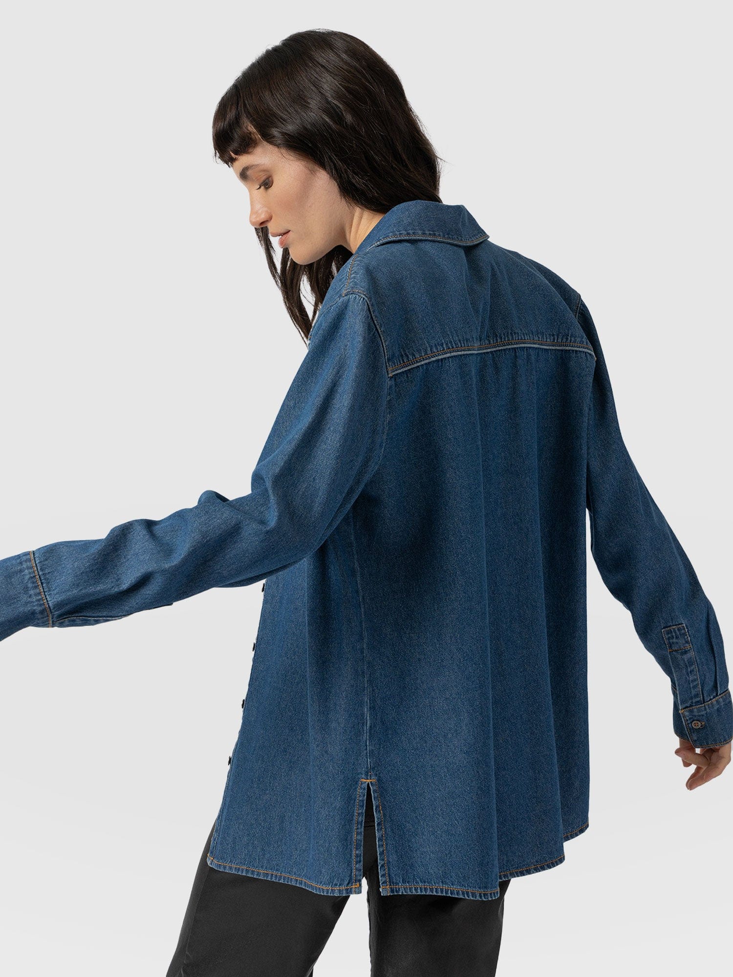 Sidney Denim Shirt - Mid Blue - Image 6