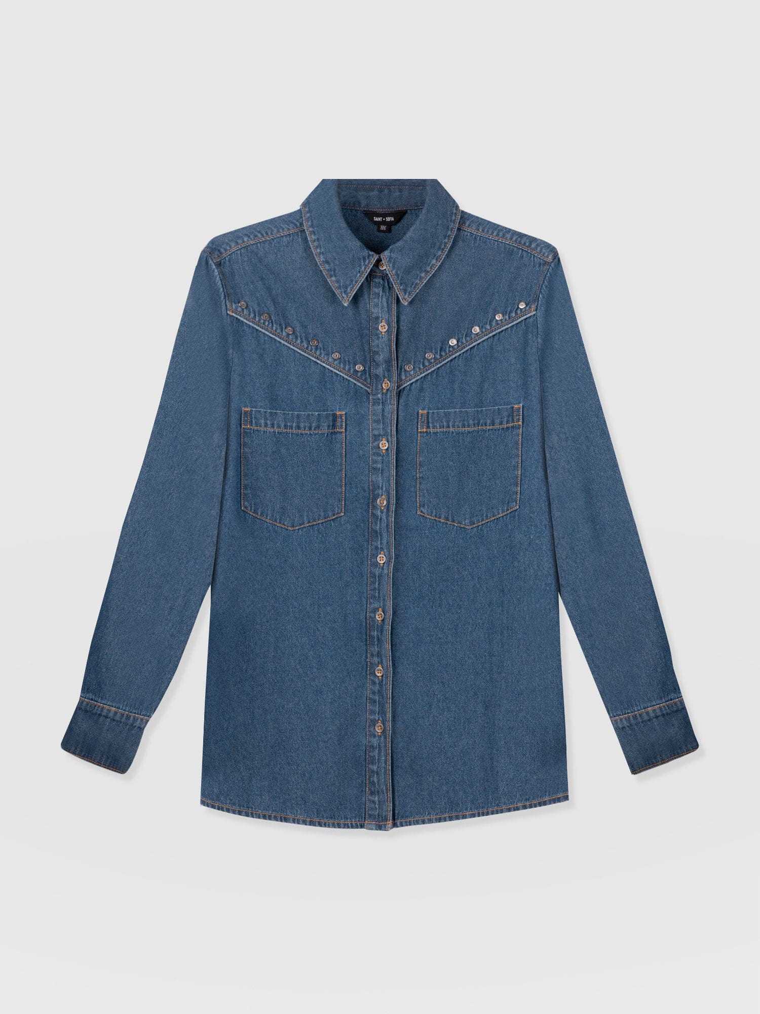 Sidney Denim Shirt - Mid Blue - Image 7