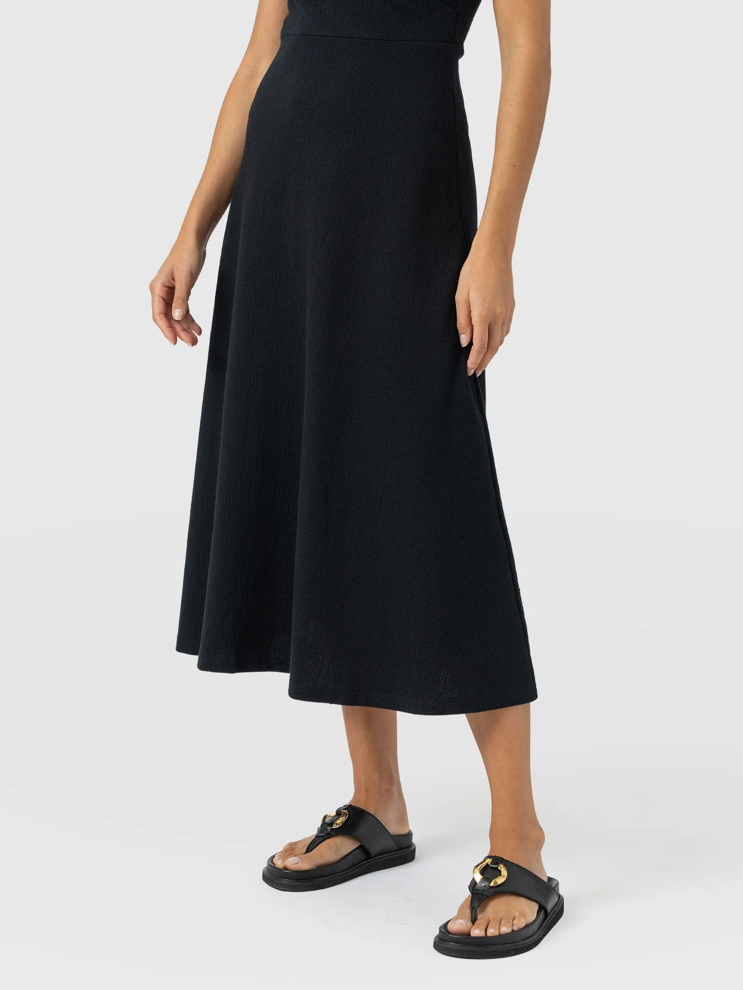 Sleeveless Maggie Wrap Dress - Black Textured - Image 3