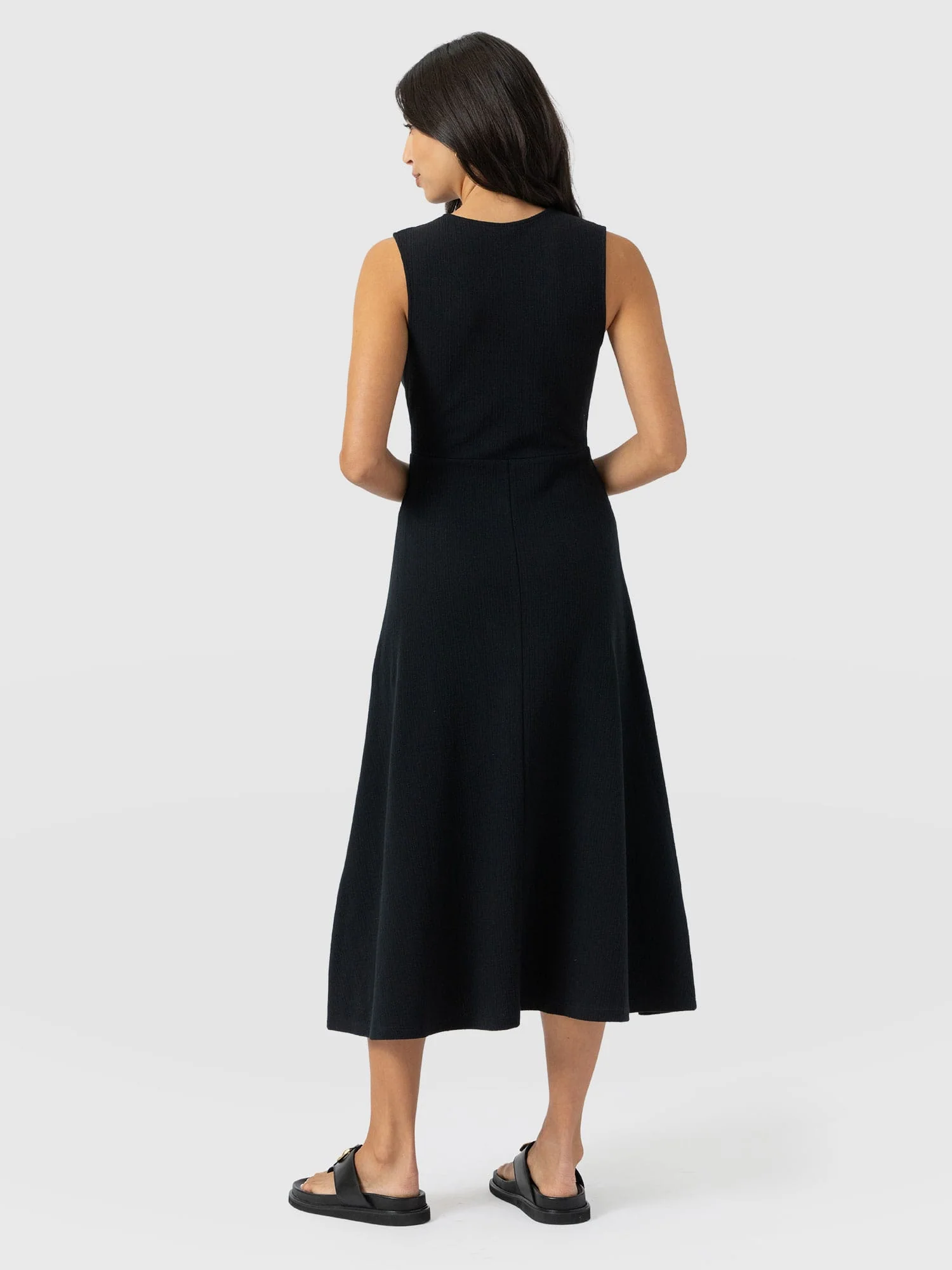 Sleeveless Maggie Wrap Dress - Black Textured - Image 6