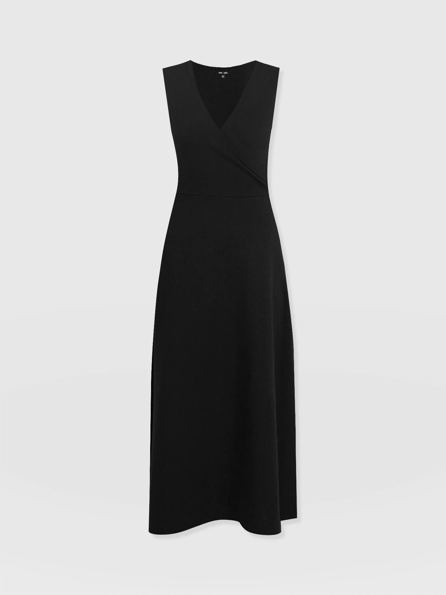 Sleeveless Maggie Wrap Dress - Black Textured - Image 7