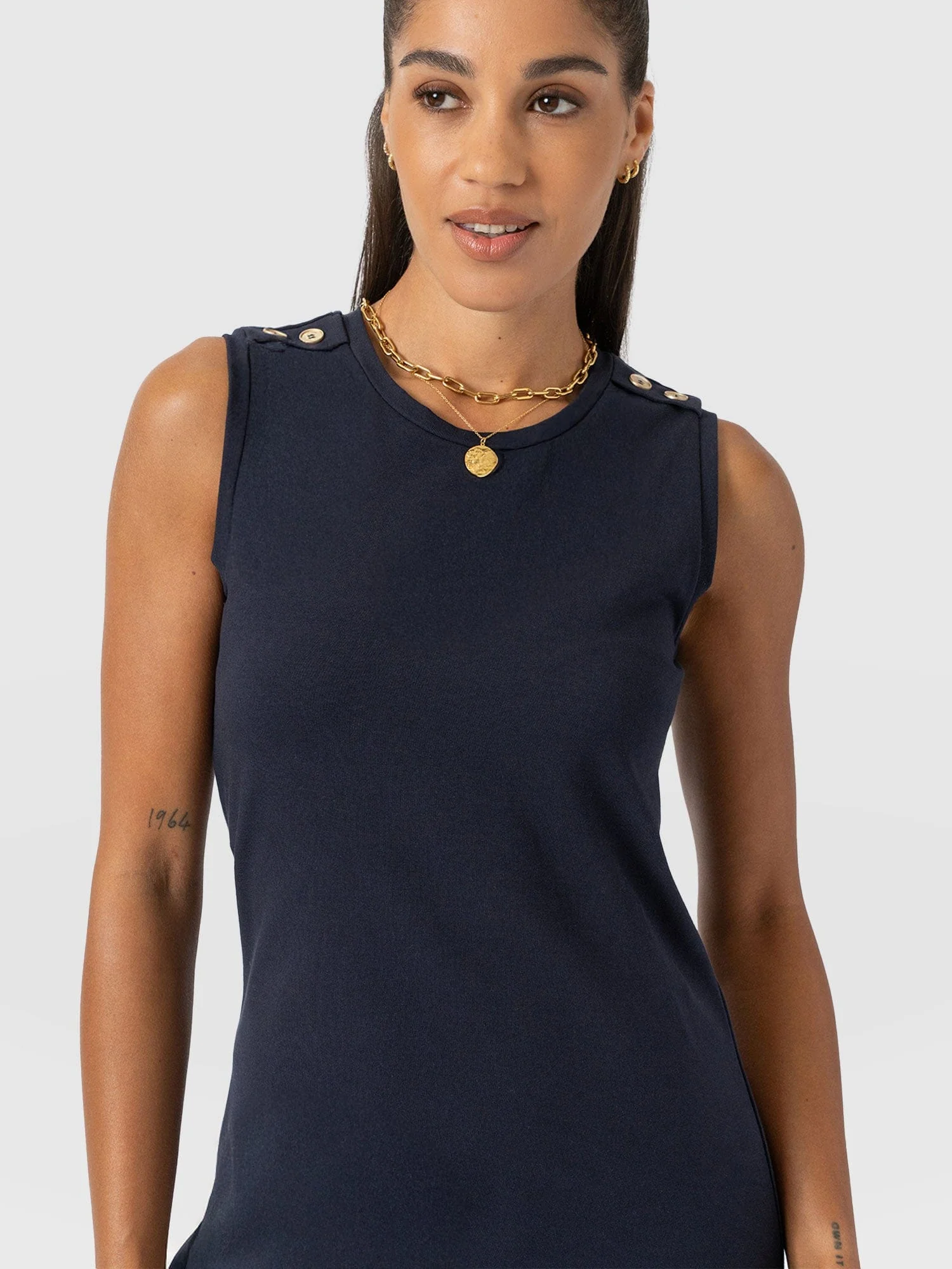 Sleeveless Runway Maxi Dress - Navy - Image 3