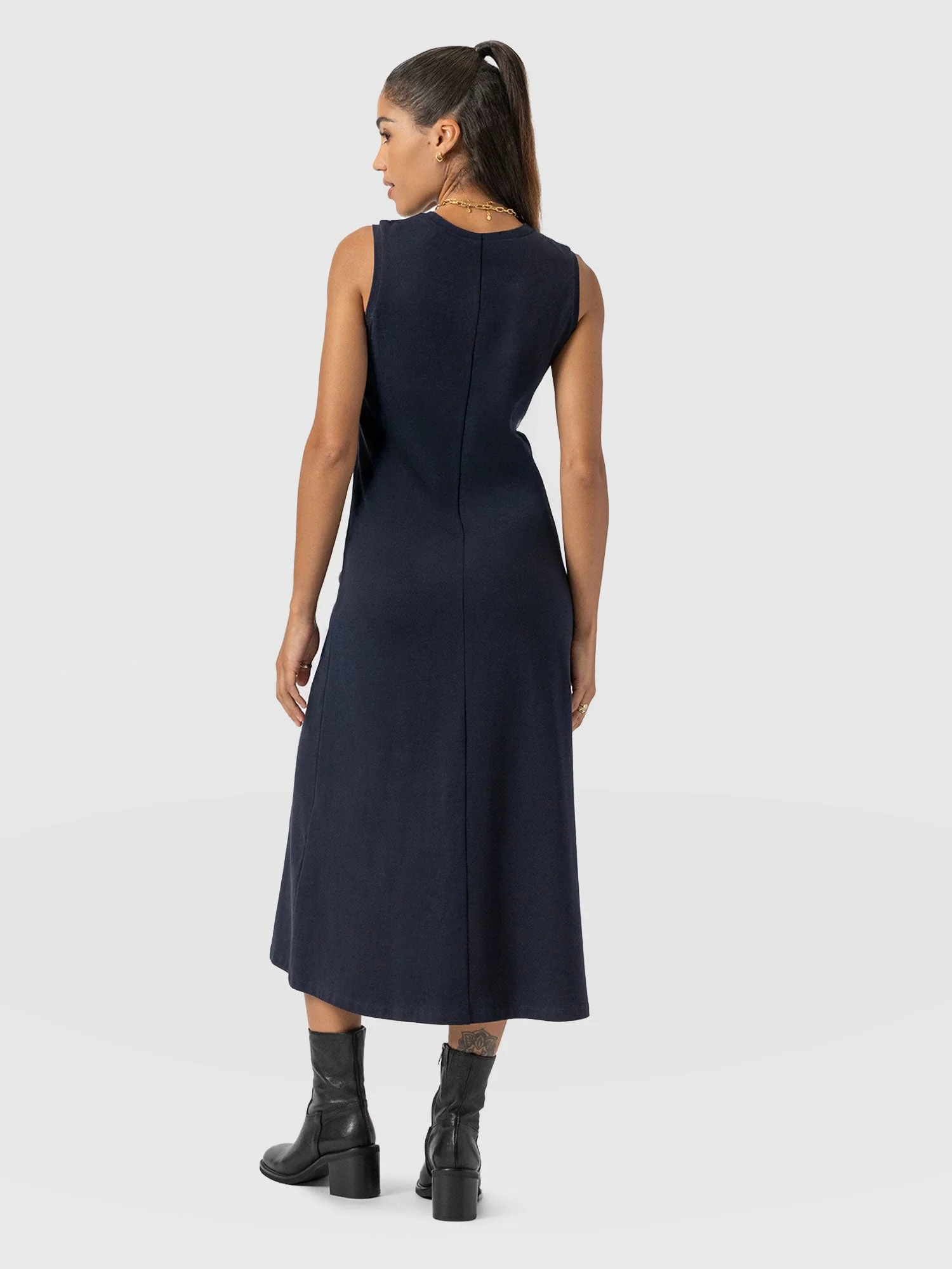 Sleeveless Runway Maxi Dress - Navy - Image 6