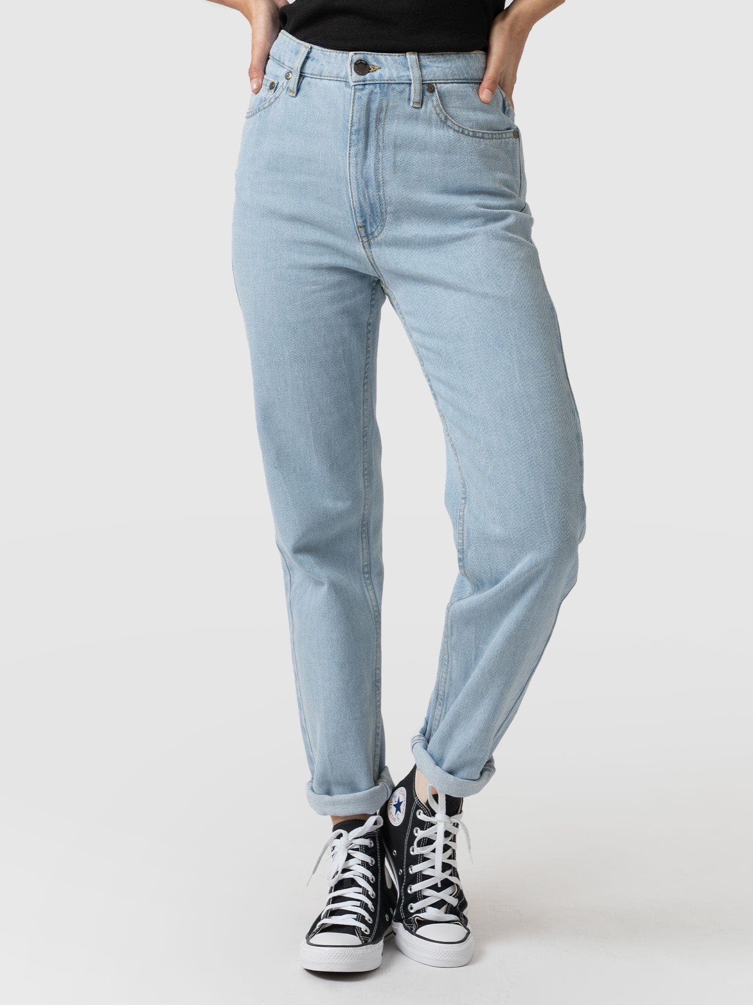Slim Mom Jeans - Pale Blue - Image 3
