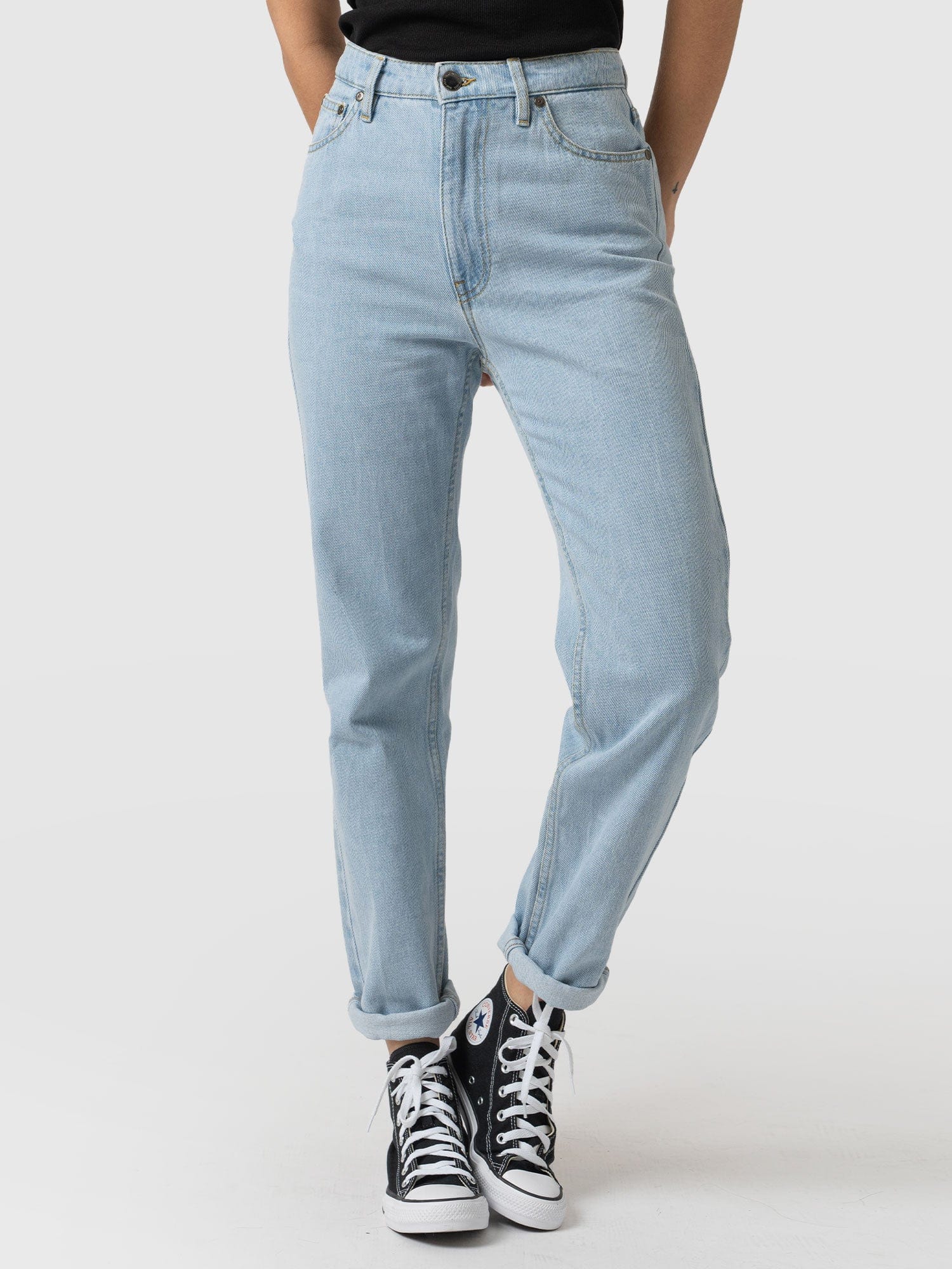 Slim Mom Jeans - Pale Blue - Image 5