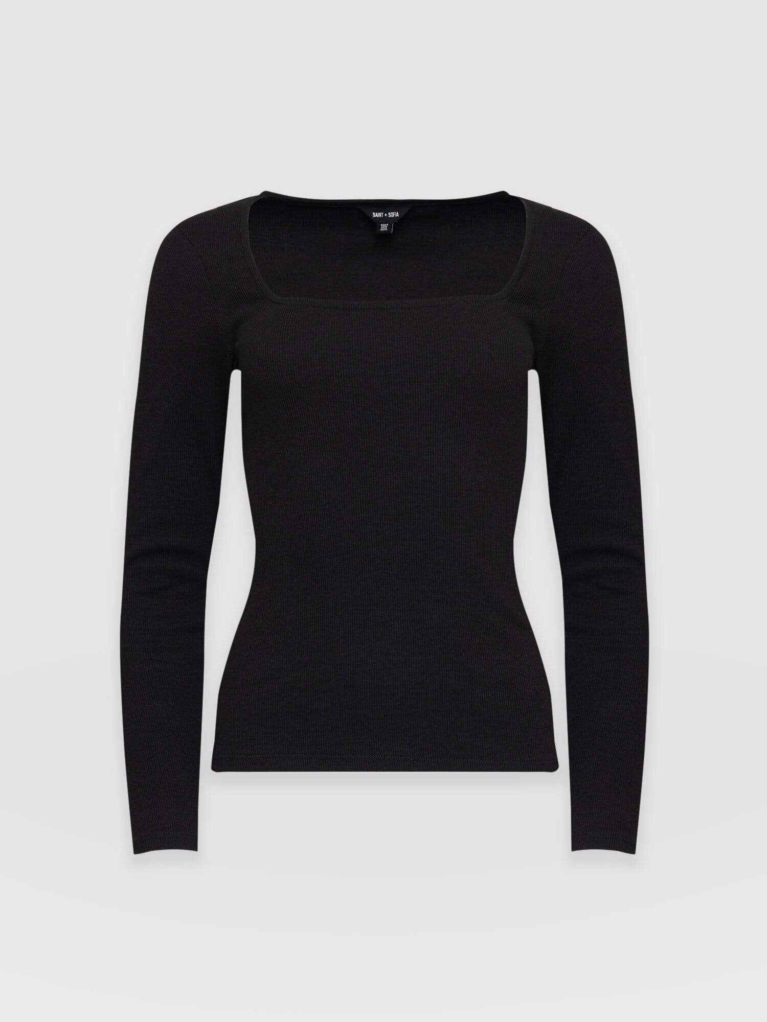 Sloane Ribbed Top - Black - Image 7