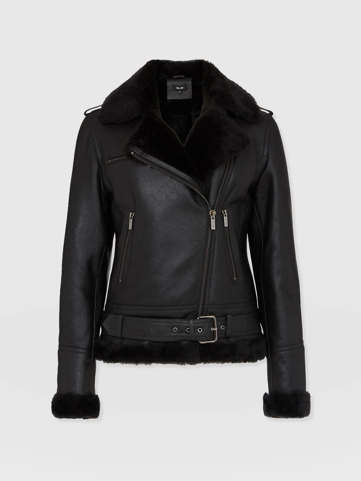 Spitfire Shearling Jacket - Black - Image 7