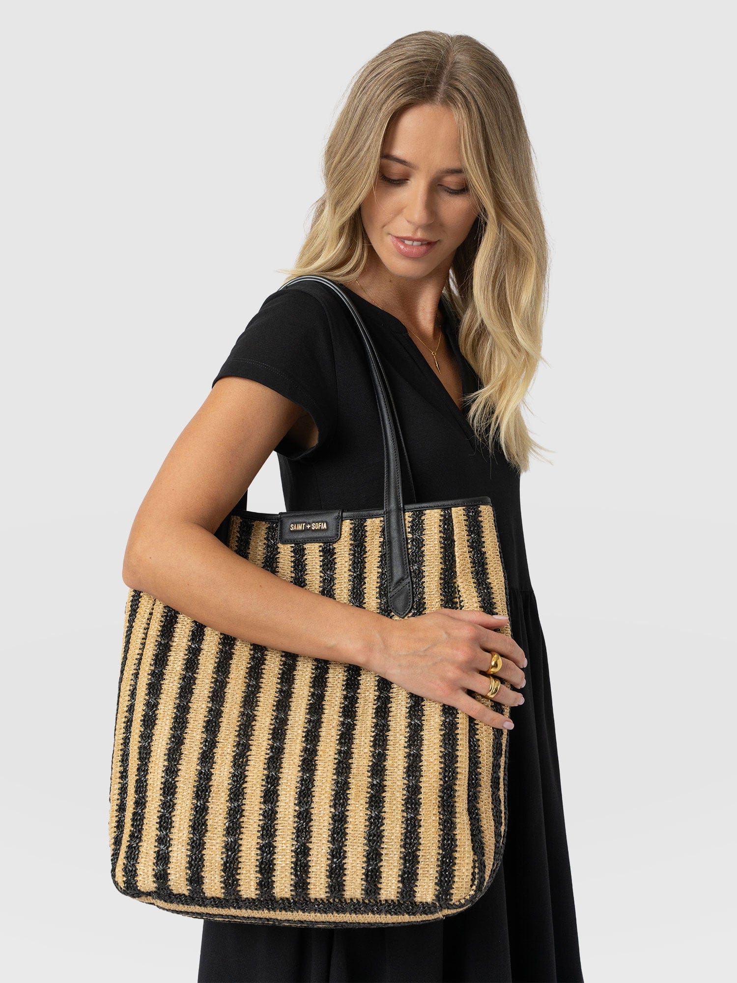 Stella Shopper Bag - Black Raffia - Image 6