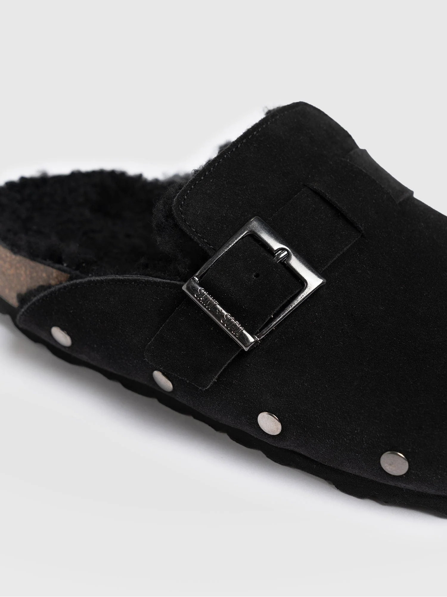 Studded Clogs - Black Shearling - Image 5