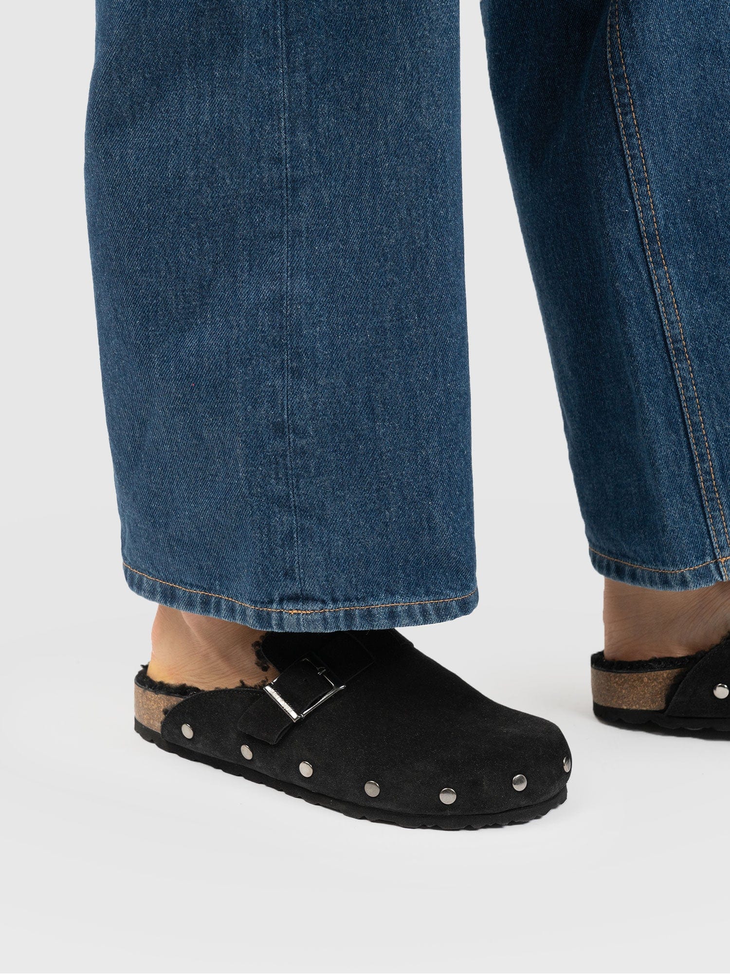 Studded Clogs - Black Shearling - Image 6