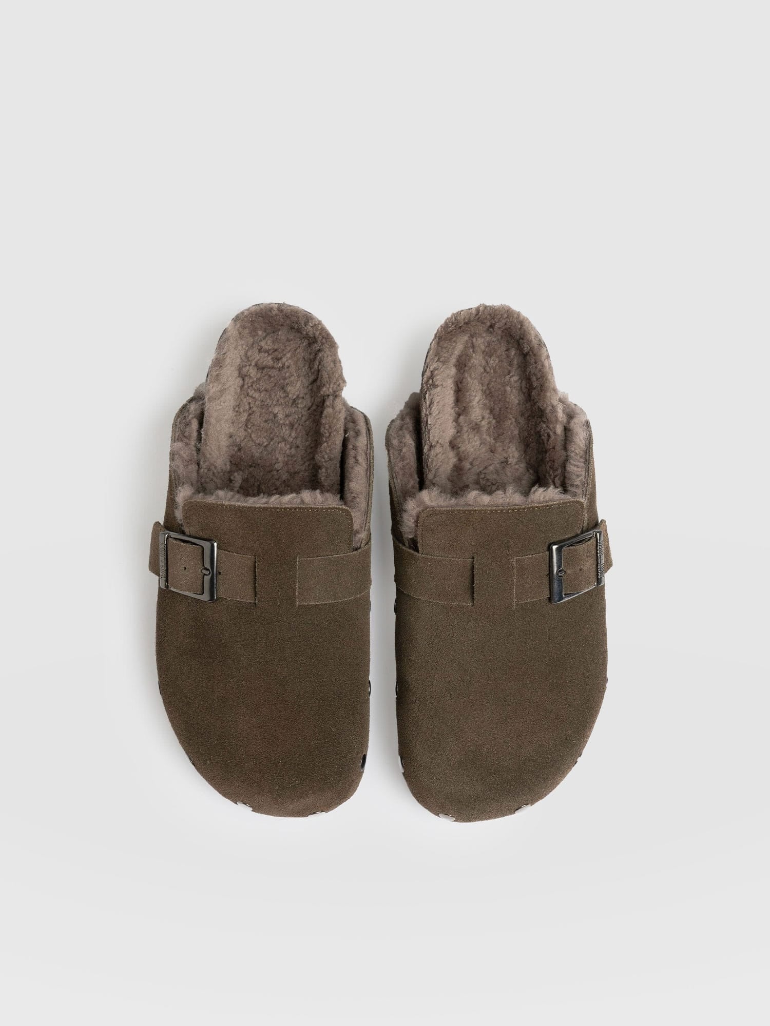 Studded Clogs - Khaki Shearling - Image 4