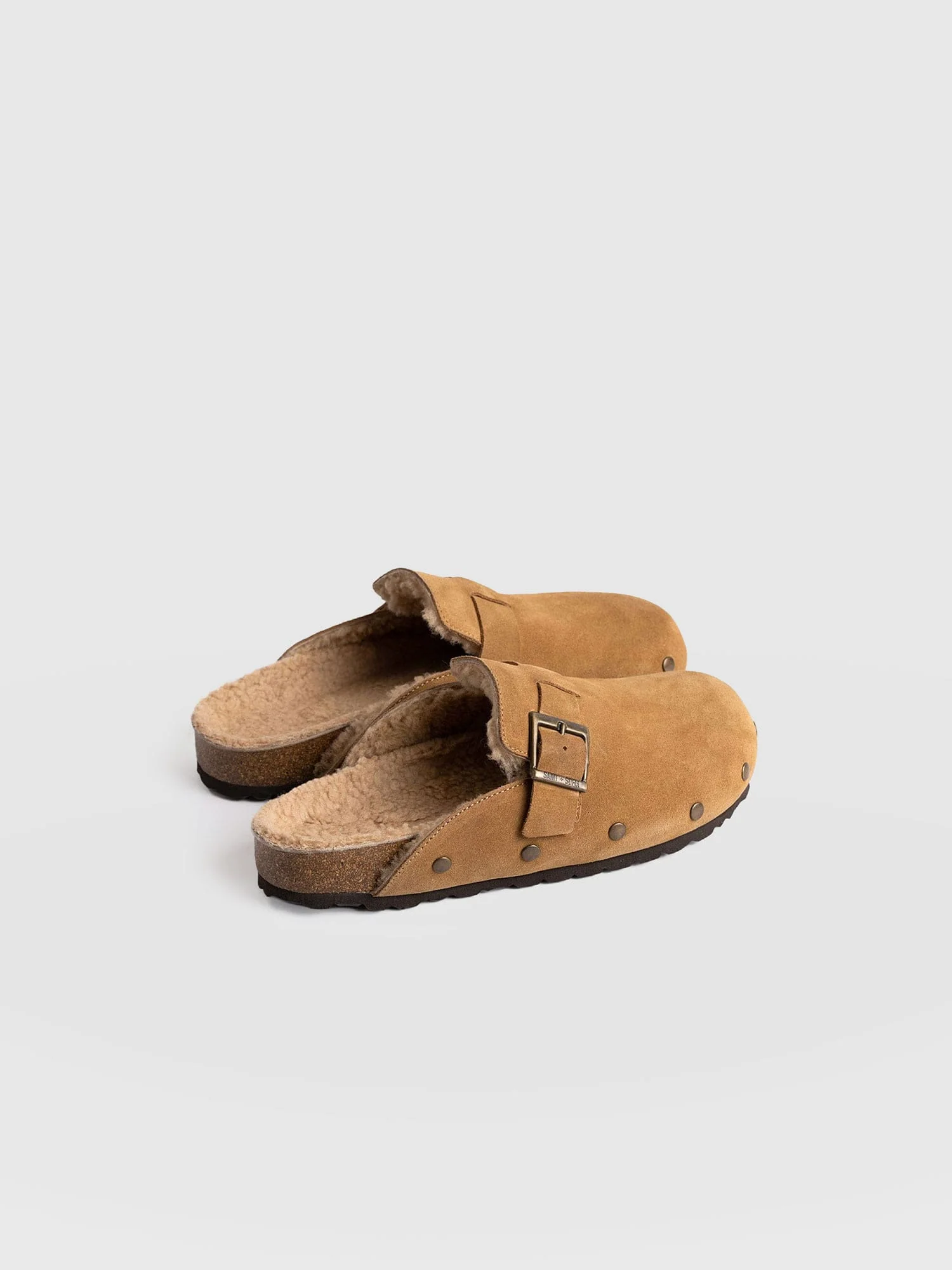 Studded Clogs - Tan Shearling - Image 3
