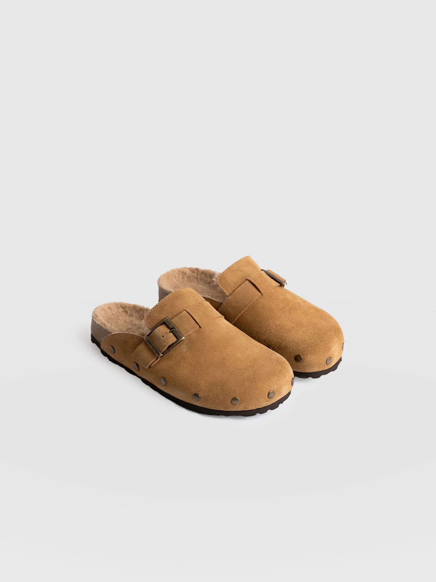Studded Clogs - Tan Shearling - Image 4