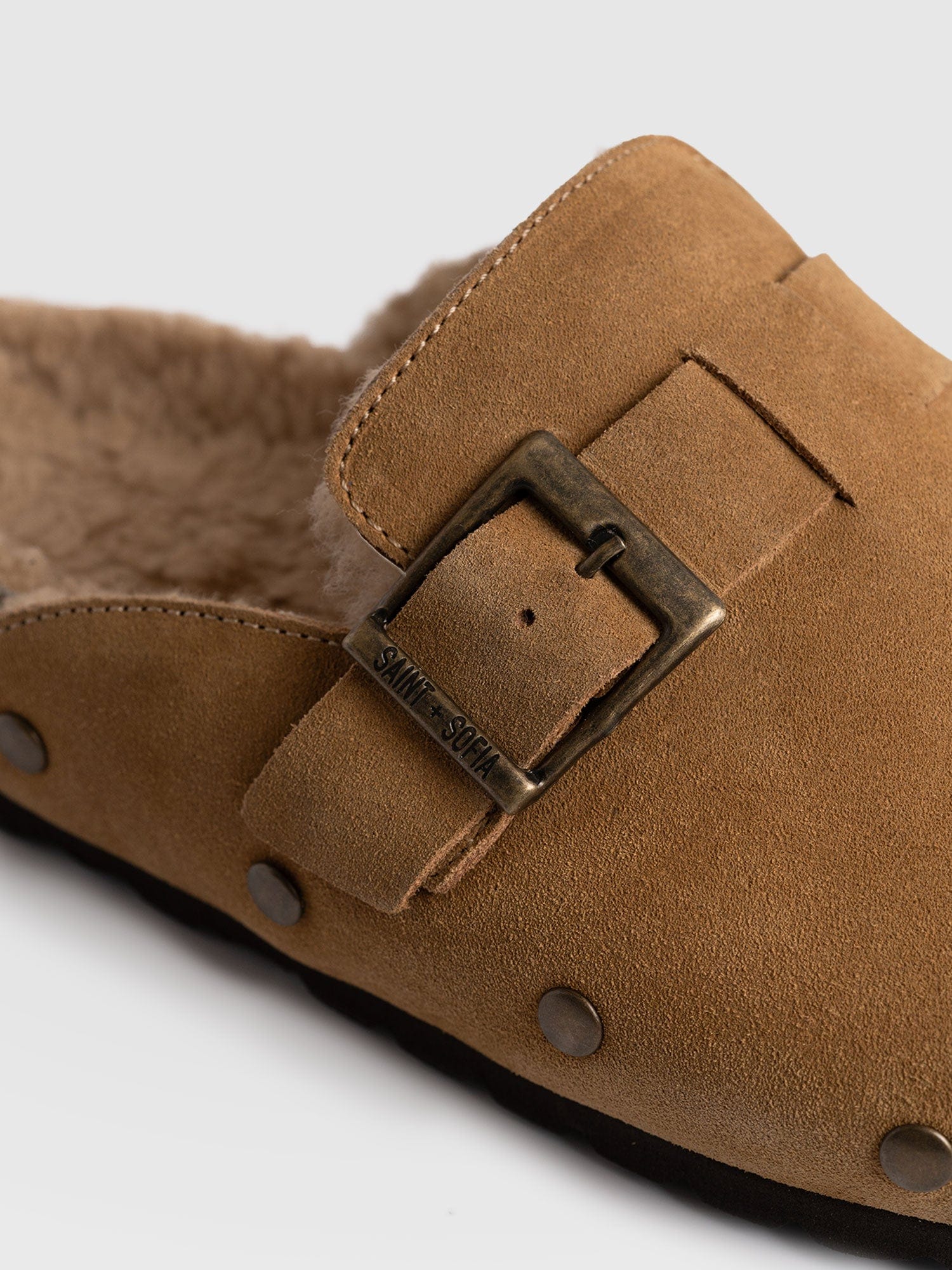 Studded Clogs - Tan Shearling - Image 5