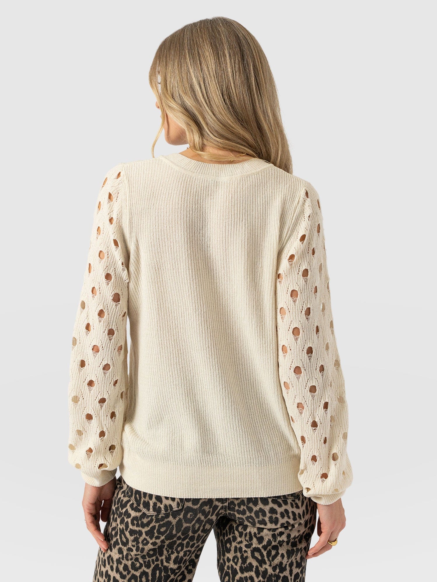 Suki Lace Hole Knit - Cream - Image 6
