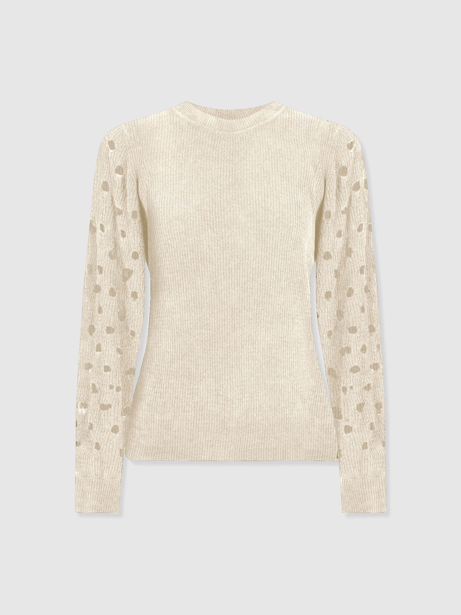 Suki Lace Hole Knit - Cream - Image 7