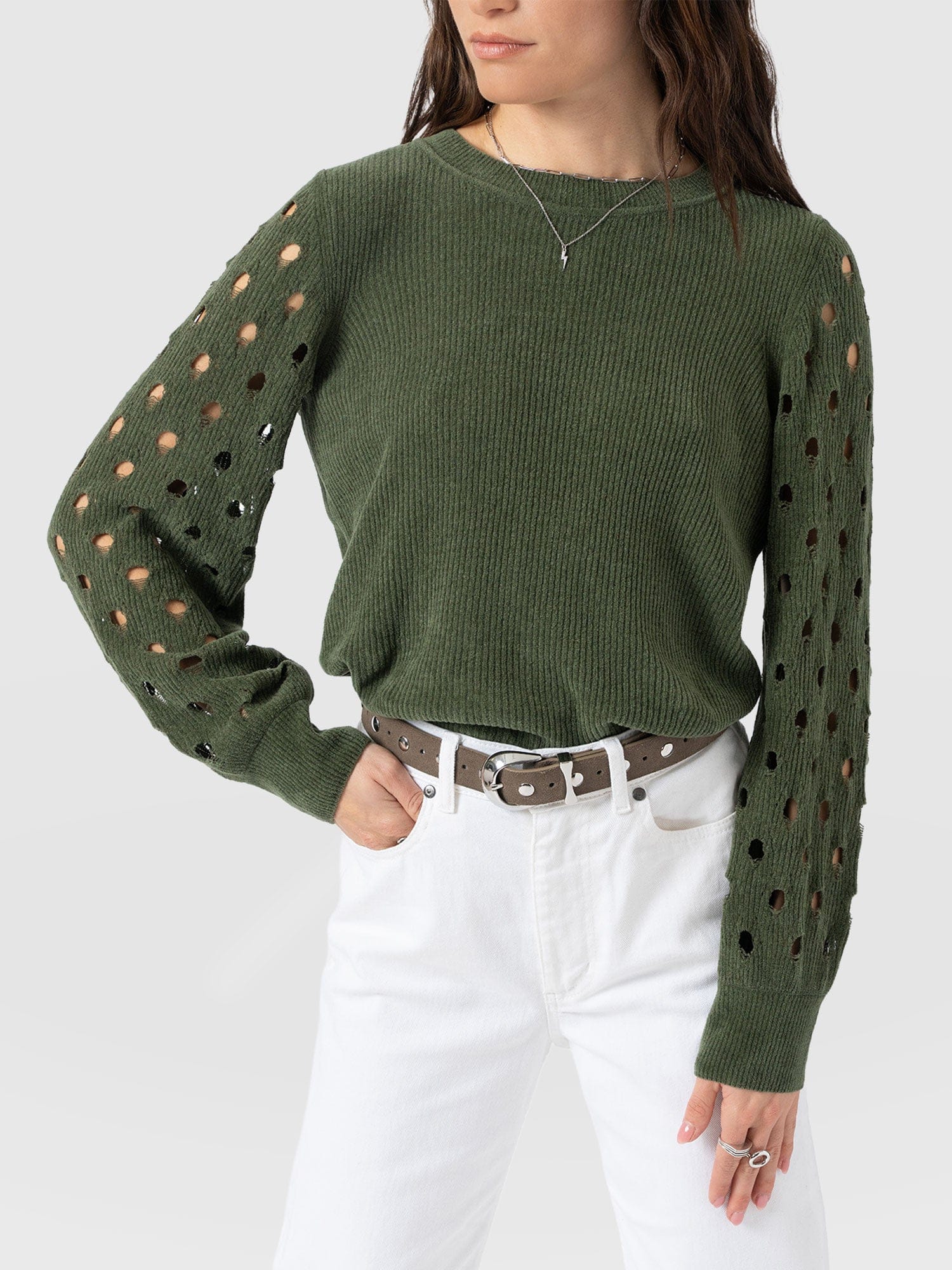 Suki Lace Hole Knit - Green - Image 3