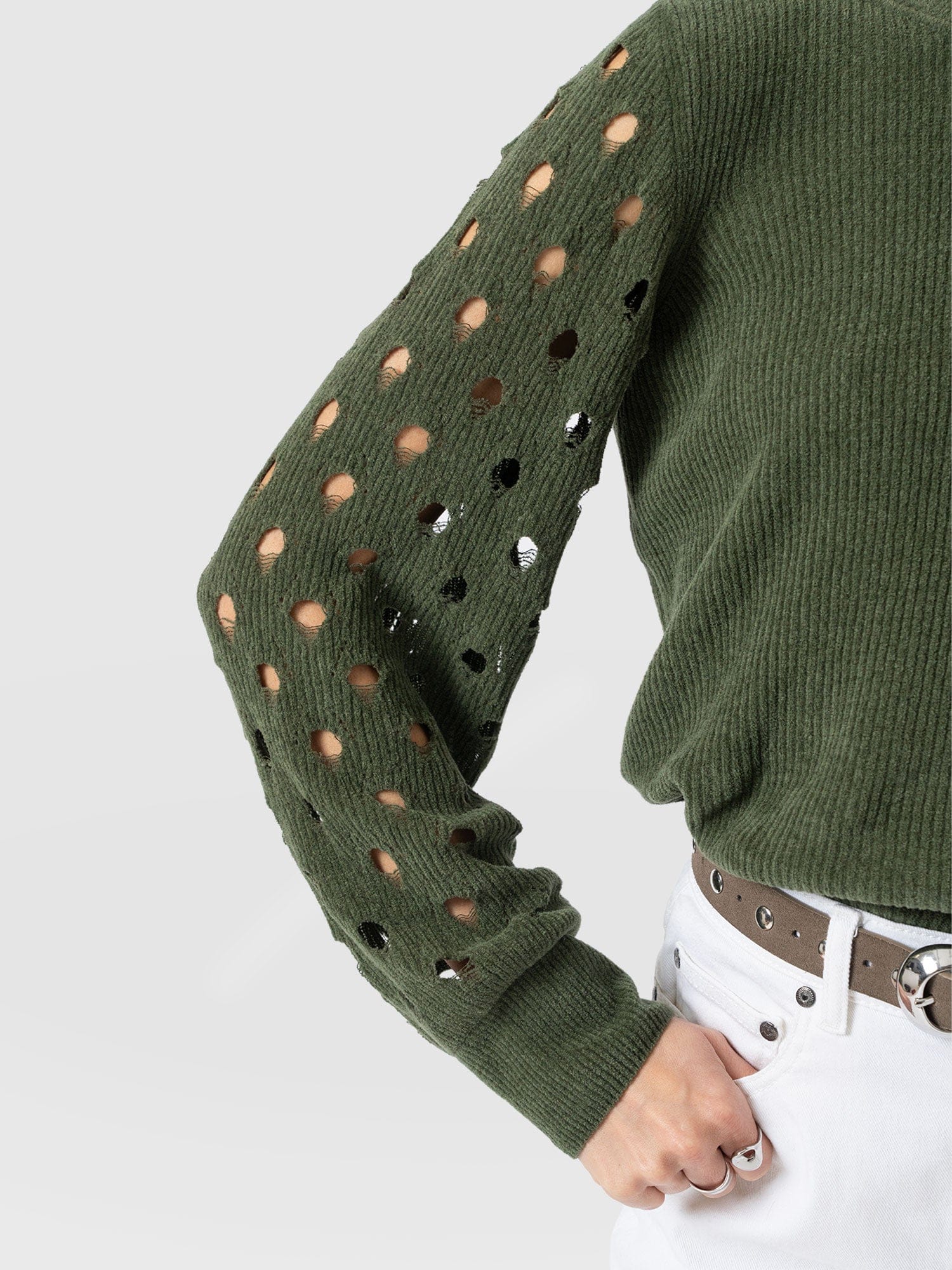 Suki Lace Hole Knit - Green - Image 4