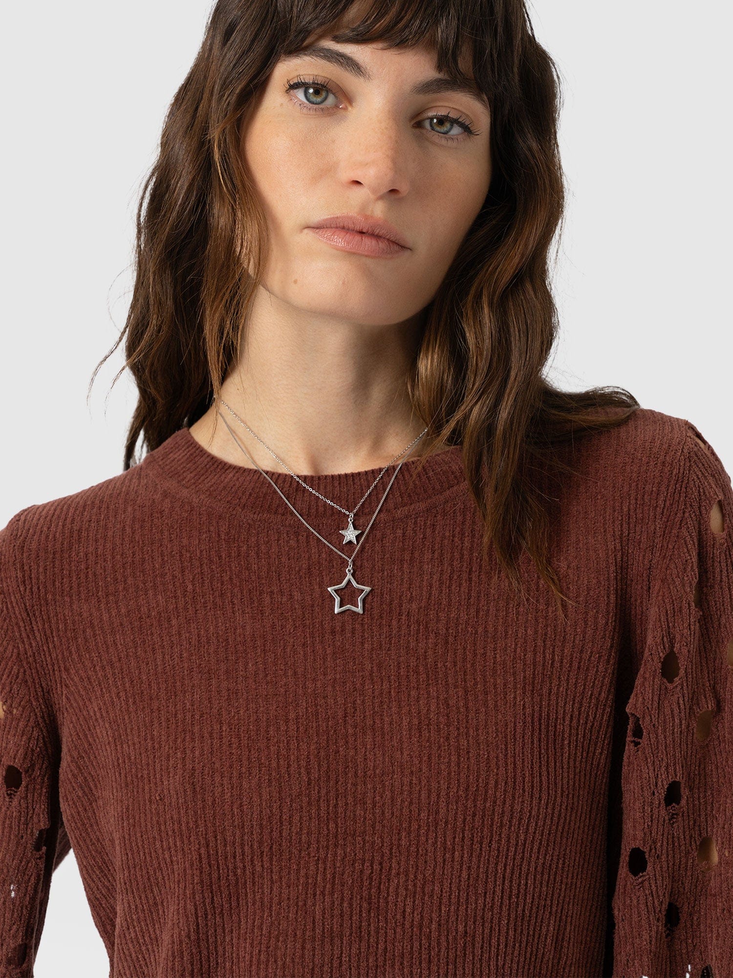 Suki Lace Hole Knit - Mauve - Image 5