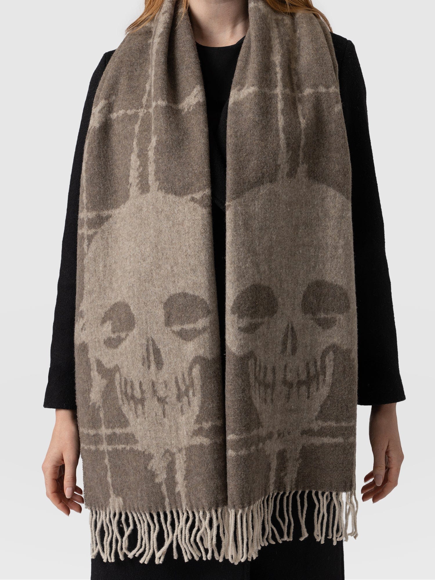 Sutton Skull Scarf - Beige - Image 3