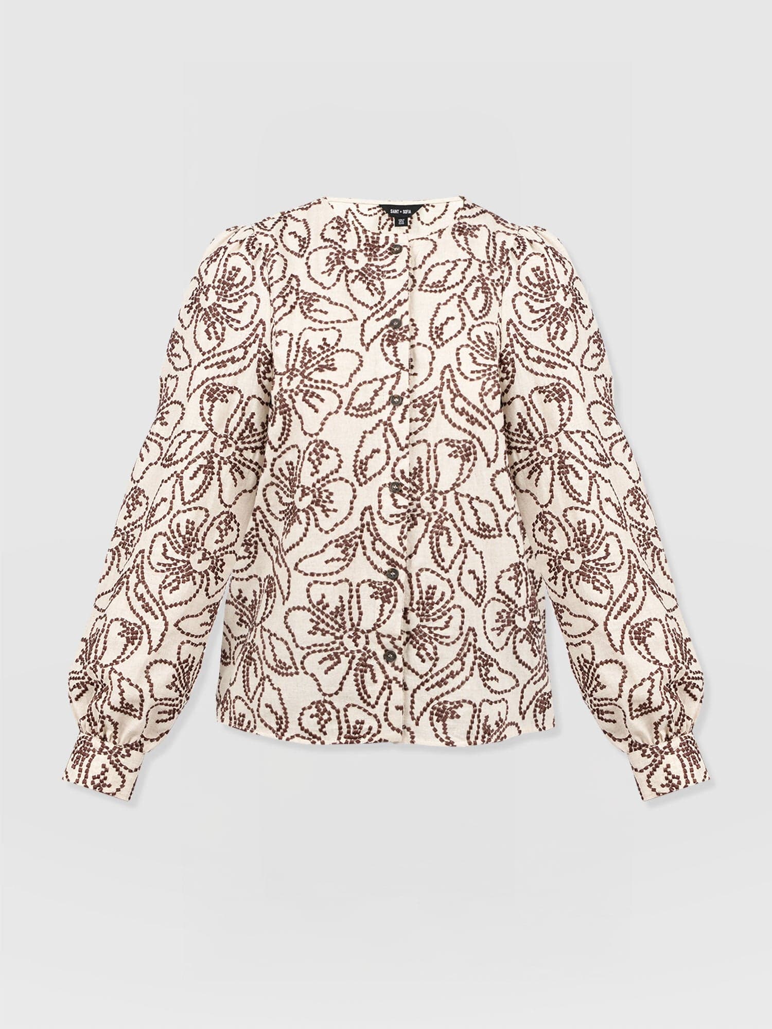 Tabitha Blouse - Cream/Brown - Image 7