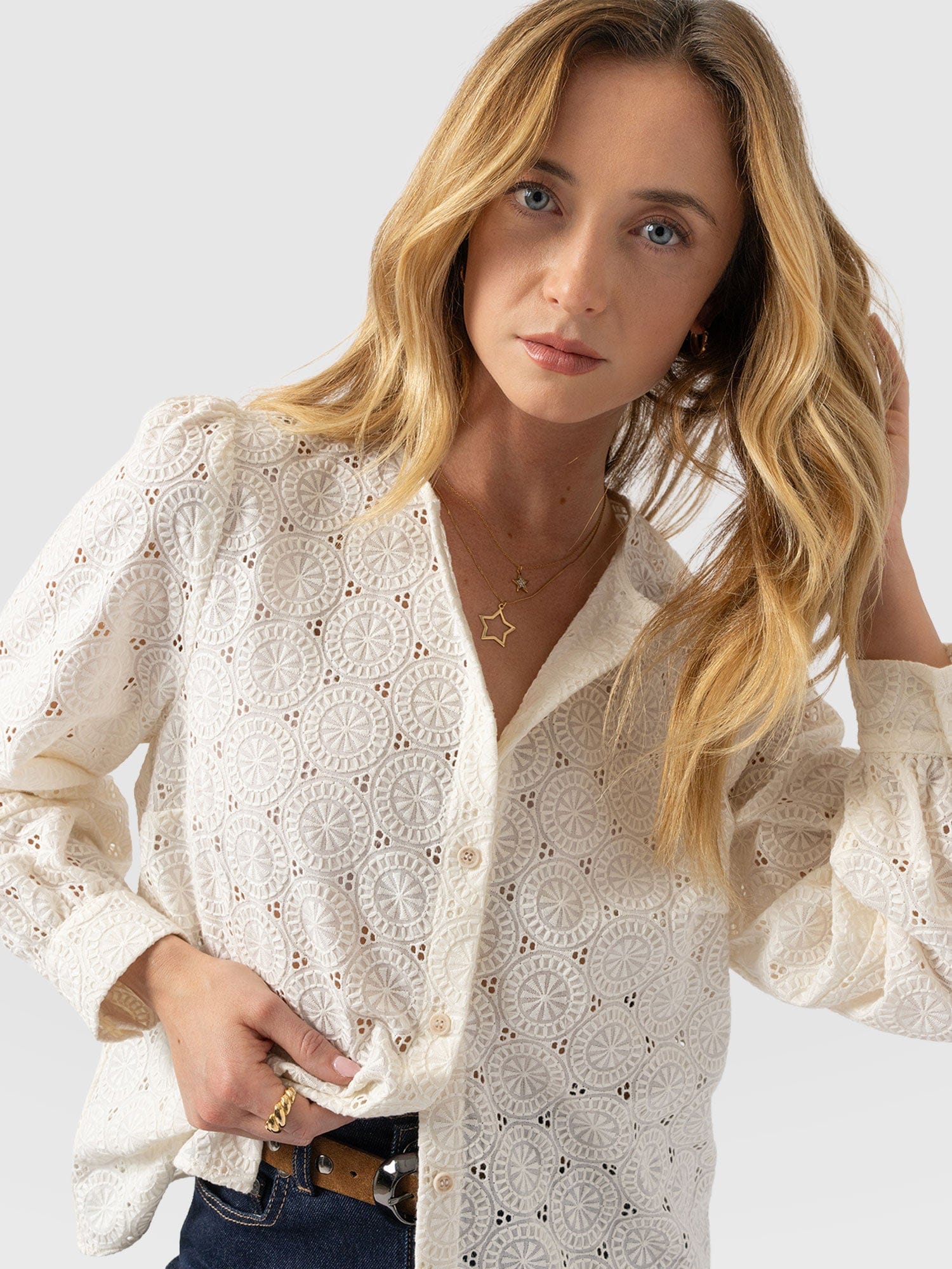 Tabitha Blouse - Cream Broderie - Image 3