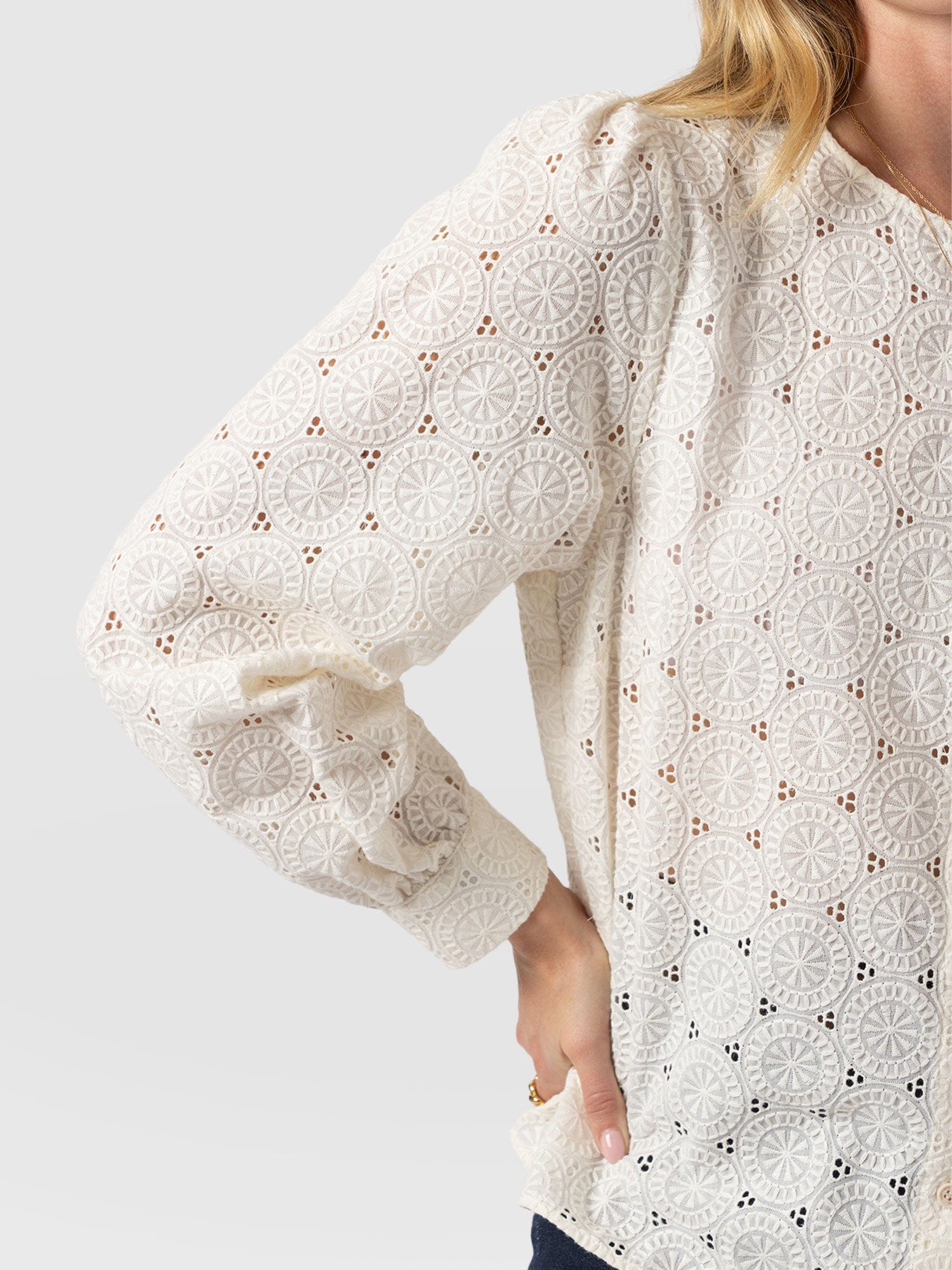 Tabitha Blouse - Cream Broderie - Image 4