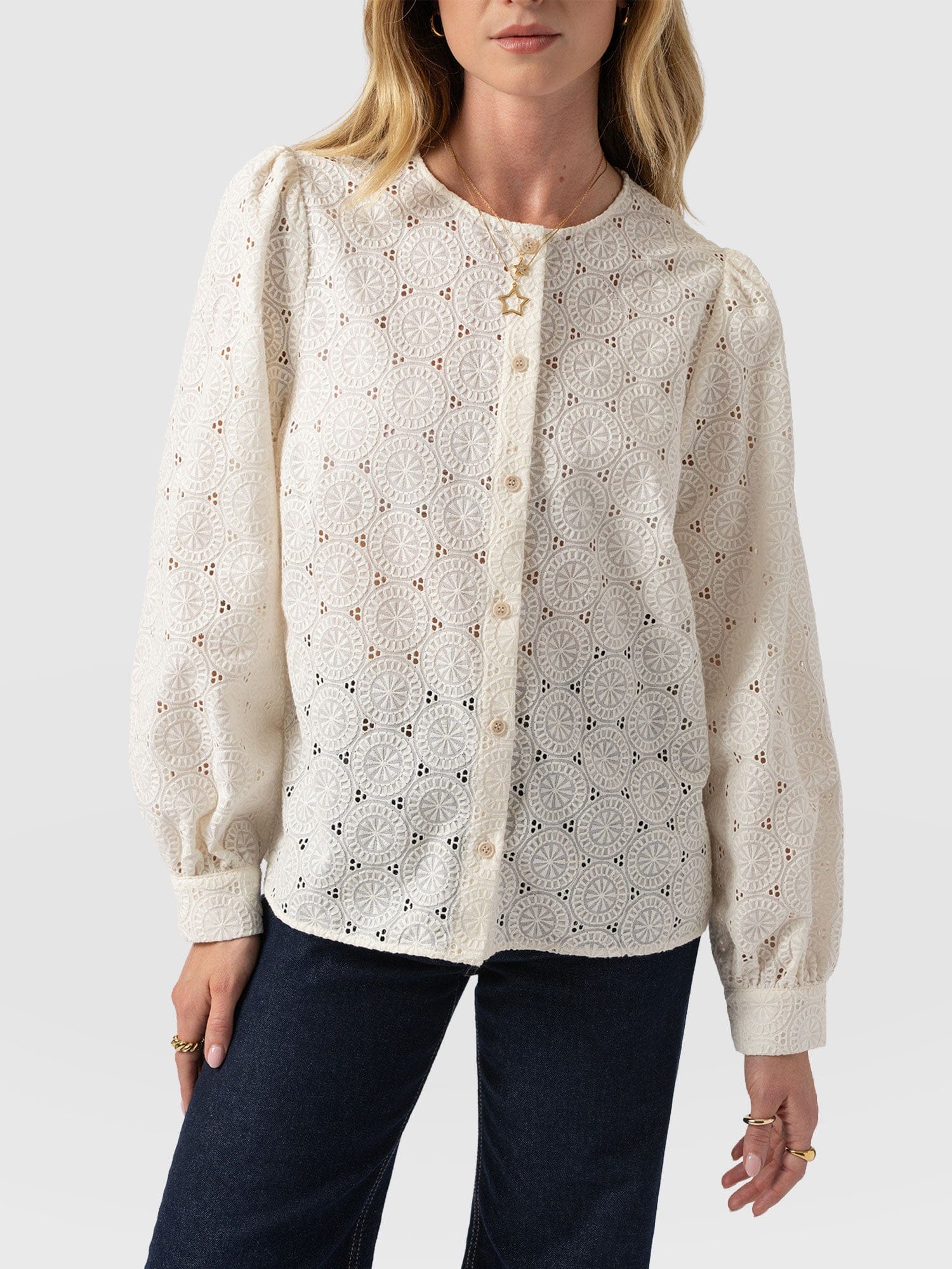 Tabitha Blouse - Cream Broderie - Image 5
