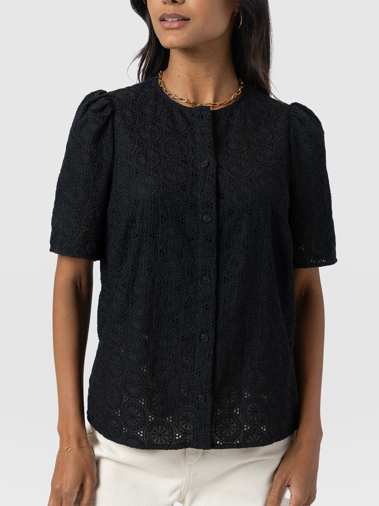 Tabitha Short Sleeve Blouse - Black - Image 3