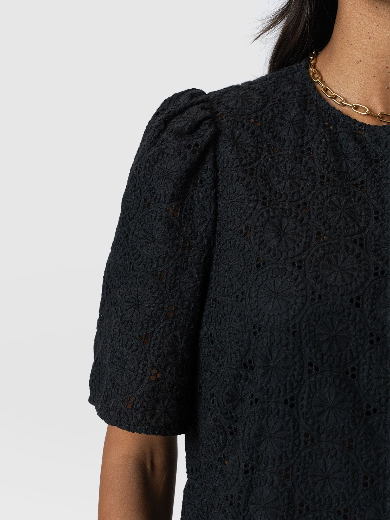 Tabitha Short Sleeve Blouse - Black - Image 4