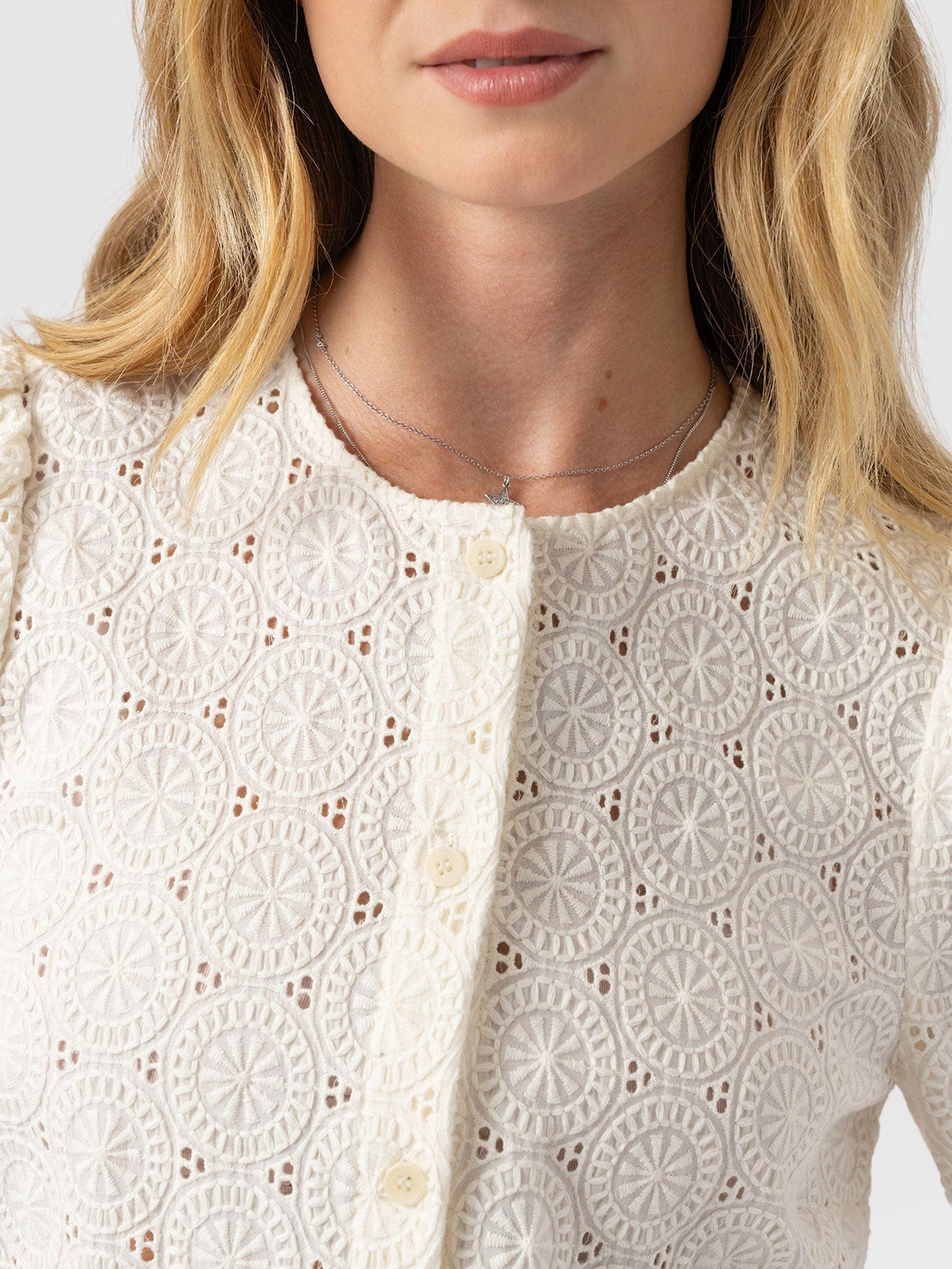 Tabitha Short Sleeve Blouse - Cream - Image 5