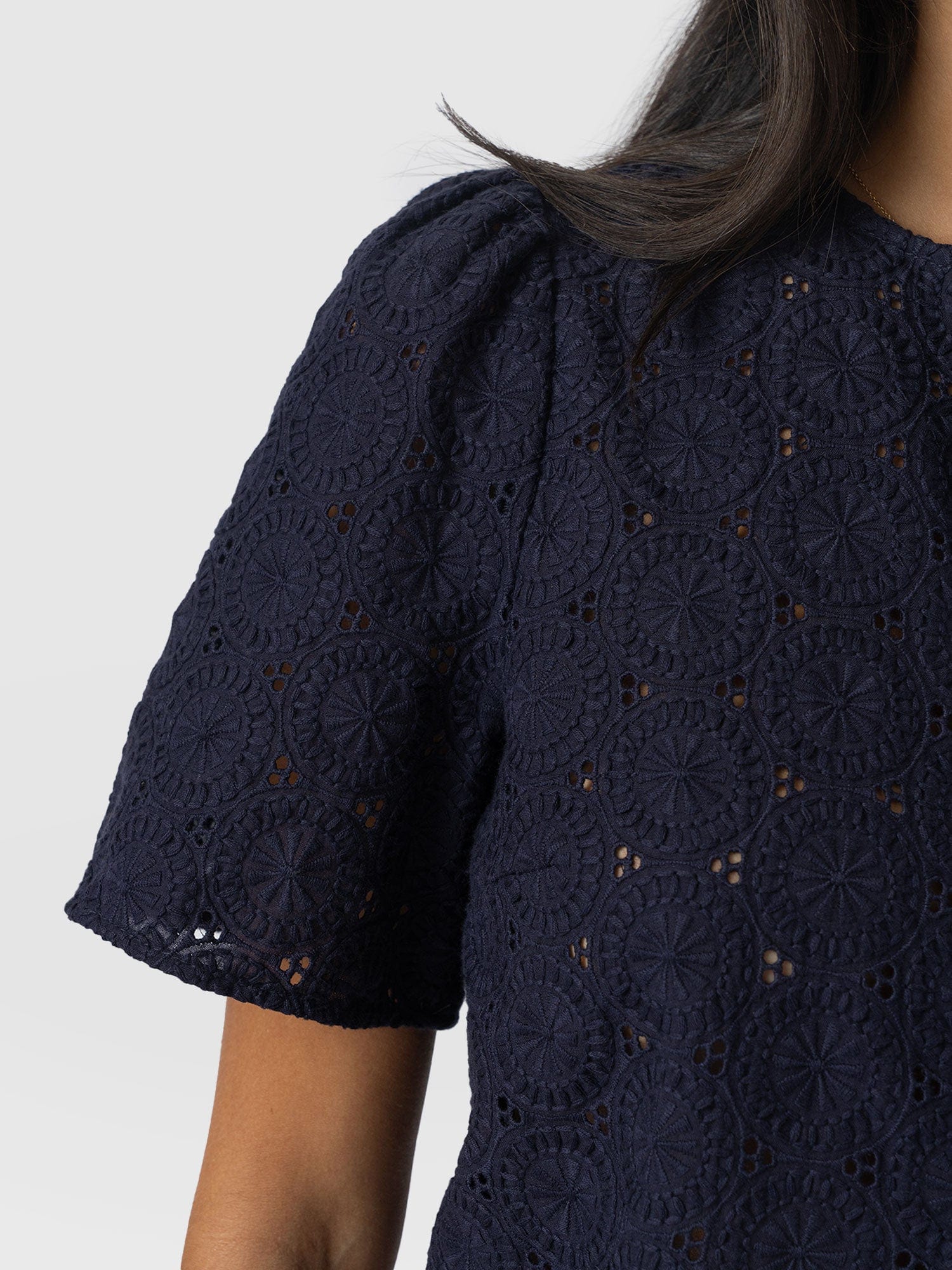 Tabitha Short Sleeve Blouse - Navy - Image 5