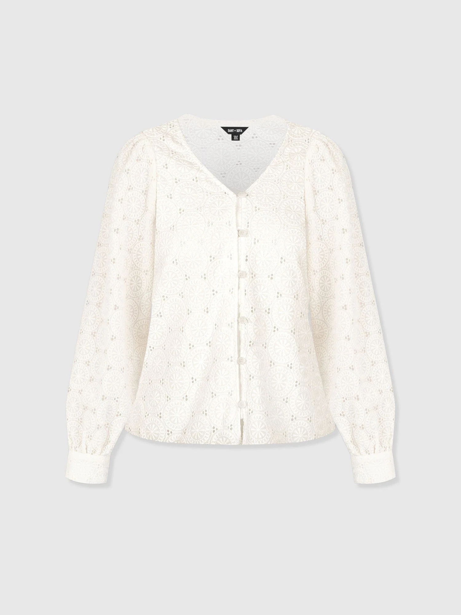 Tabitha V Neck Blouse - Cream Broderie - Image 7
