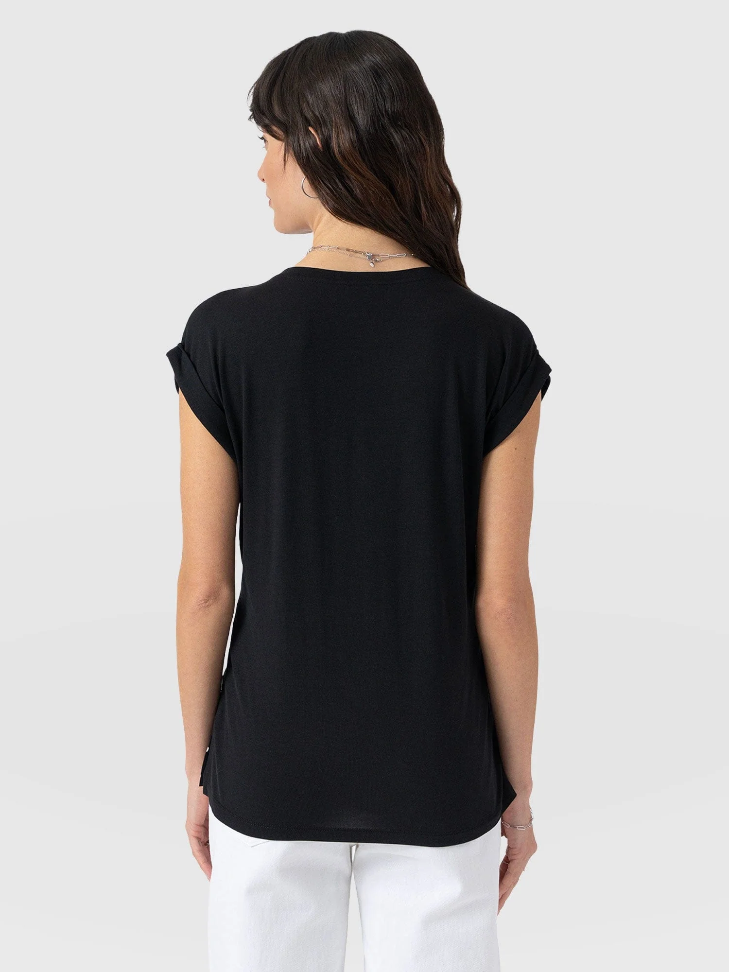 Turn Up Contrast Tee - Black Polka Dot - Image 6