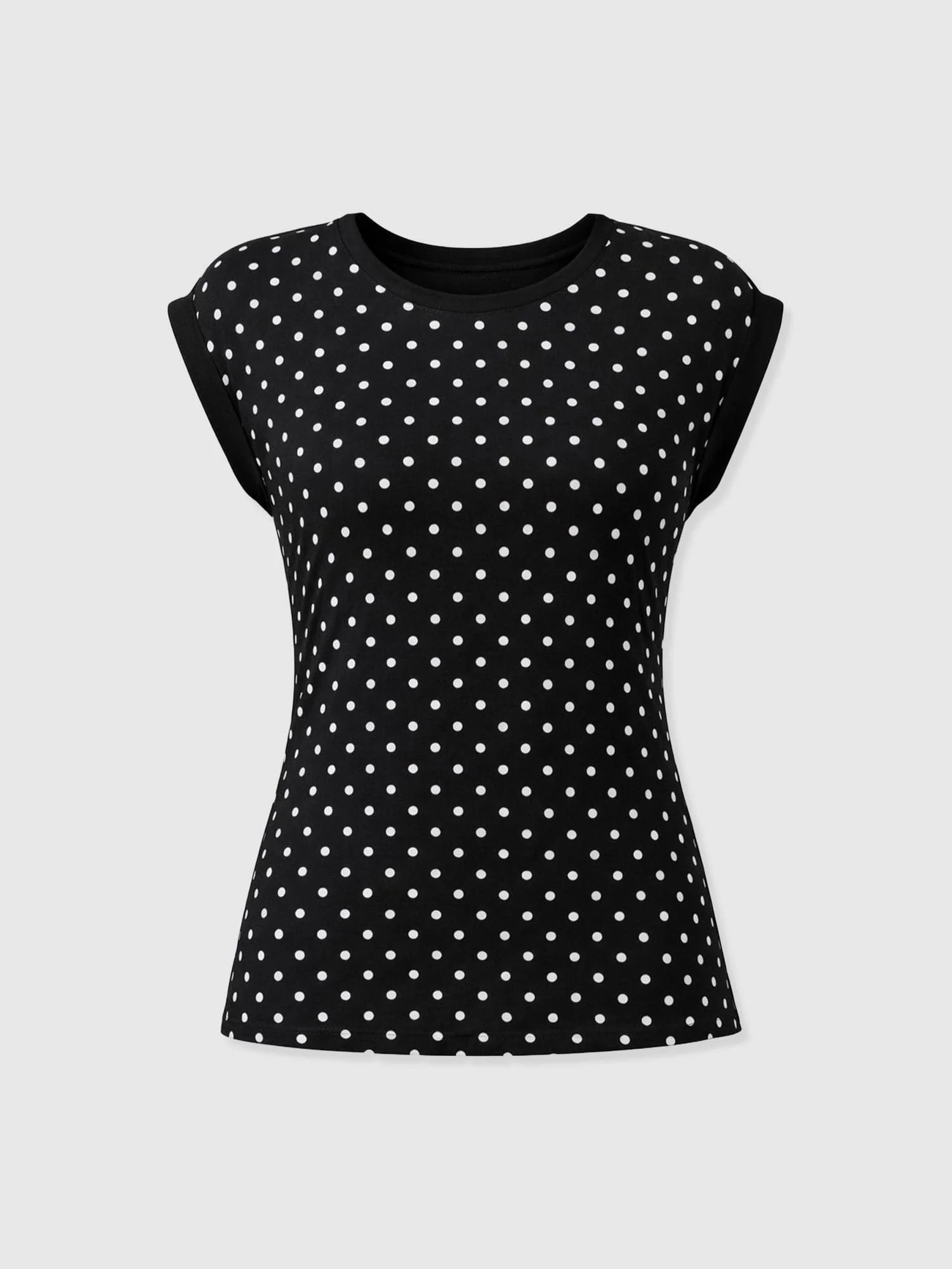 Turn Up Contrast Tee - Black Polka Dot - Image 7