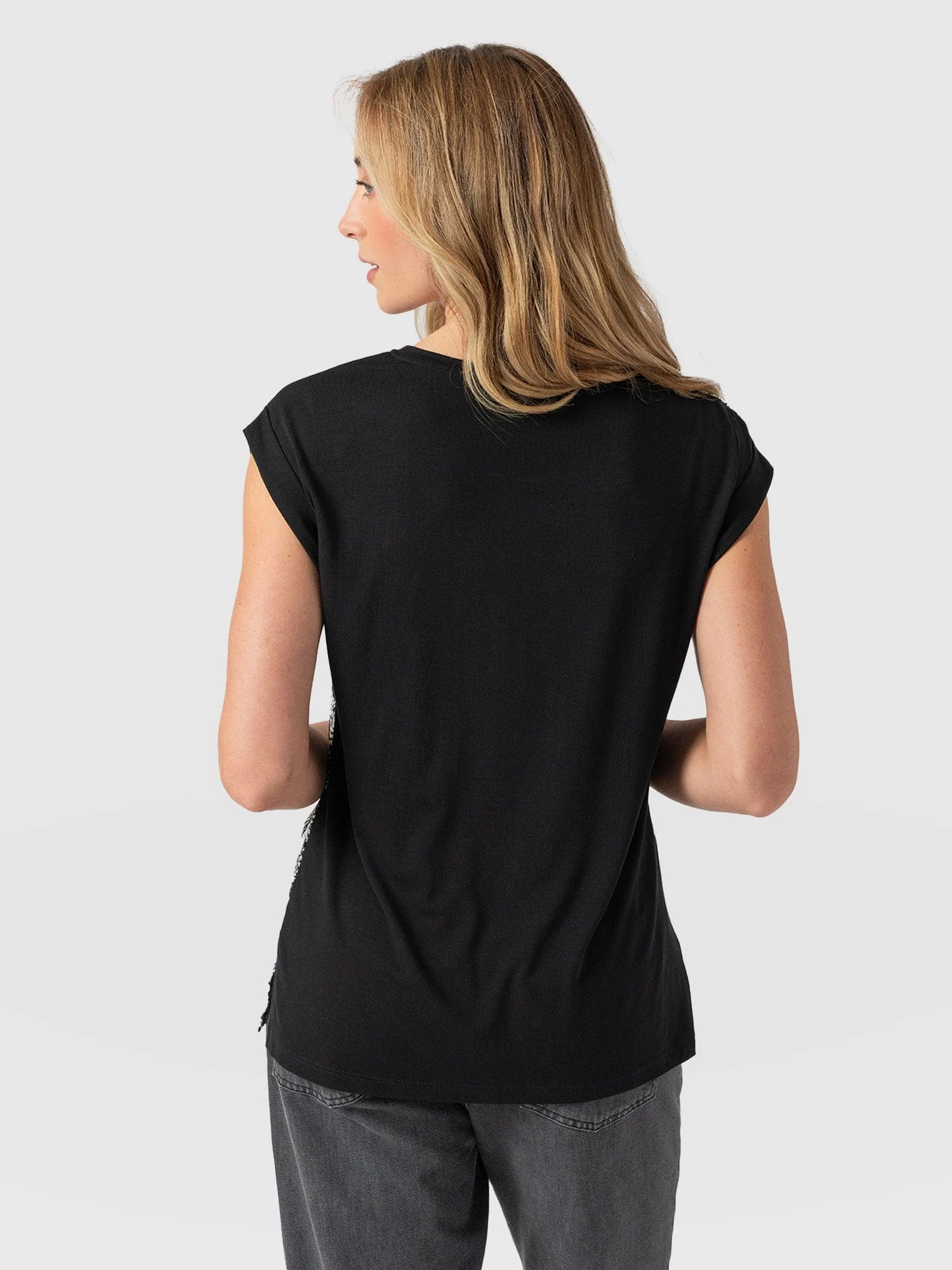 Turn Up Contrast Tee - Cream Snake - Image 6